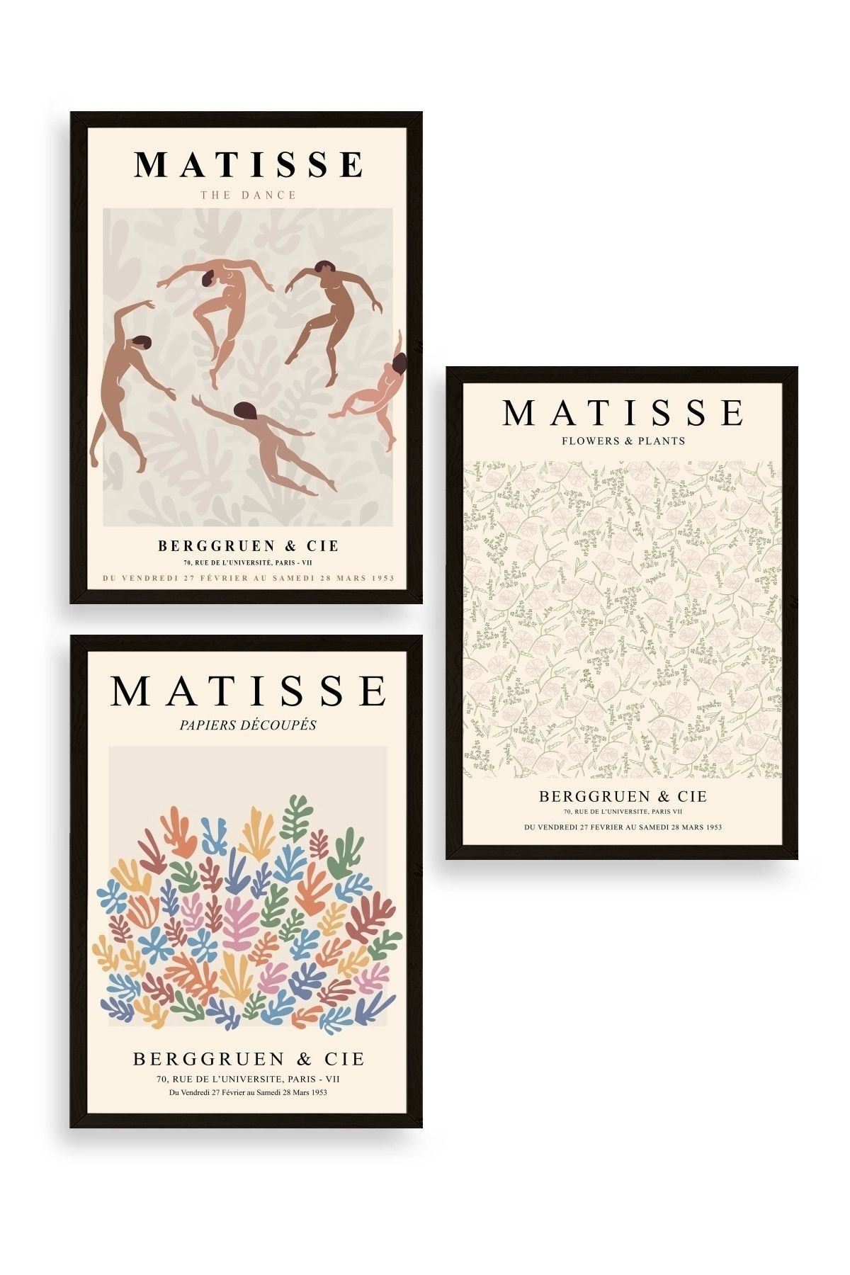 Matisse Üçlü Ahşap Çerçeveli Tablo 30 x 40