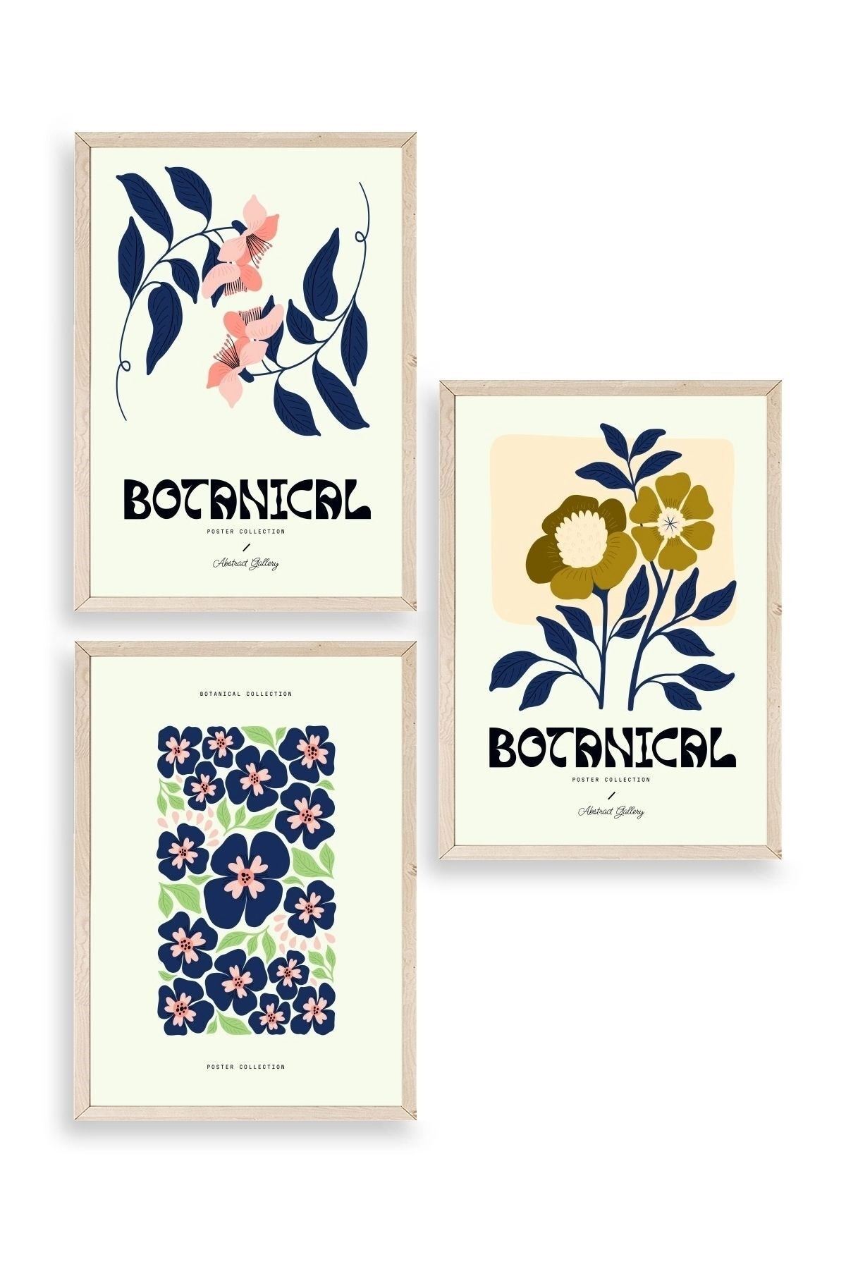 Botanik Üçlü Ahşap Çerçeveli Tablo 23 x 30