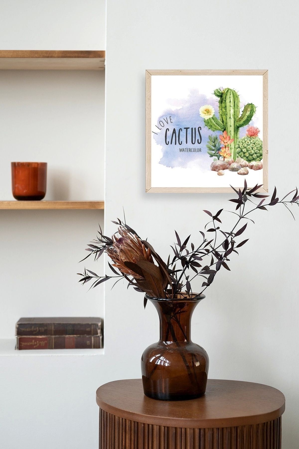 Kaktüs Ahşap Çerçeveli Tablo 23 x 23
