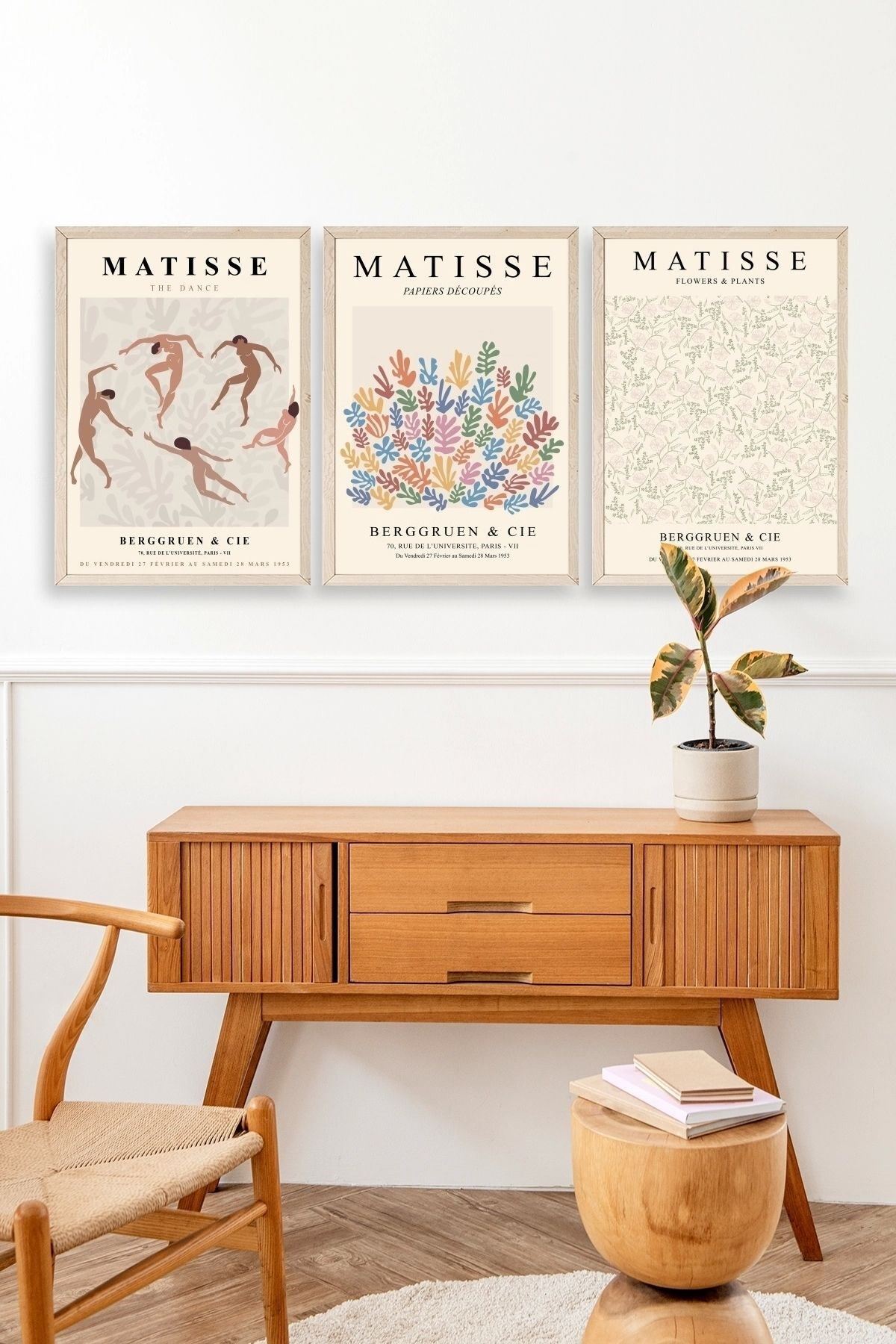 Matisse Üçlü Ahşap Çerçeveli Tablo 30 x 40