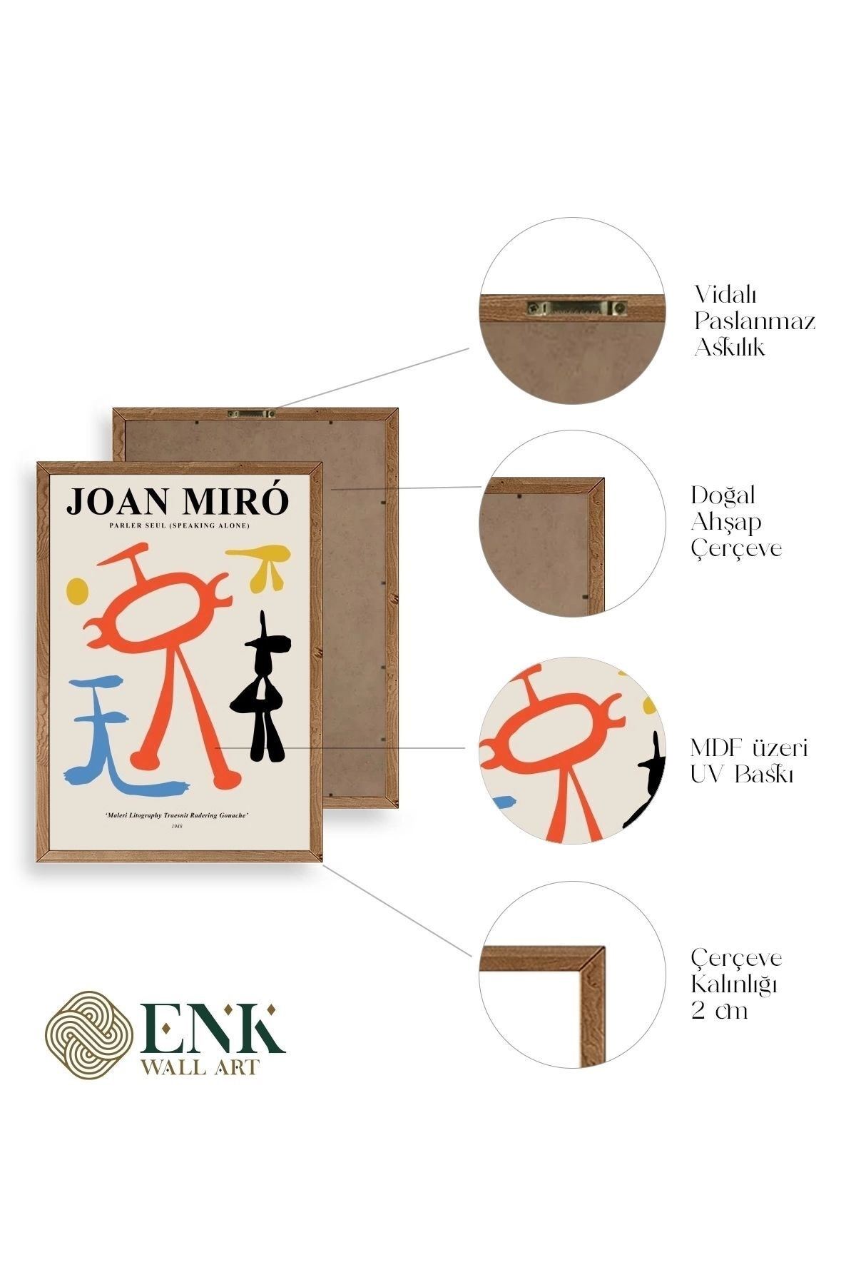 Joan Miro Ahşap Çerçeveli Tablo 17 x 23