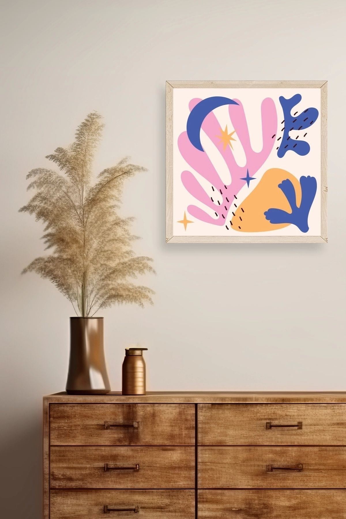 Soyut Ahşap Çerçeveli Tablo 23 x 23