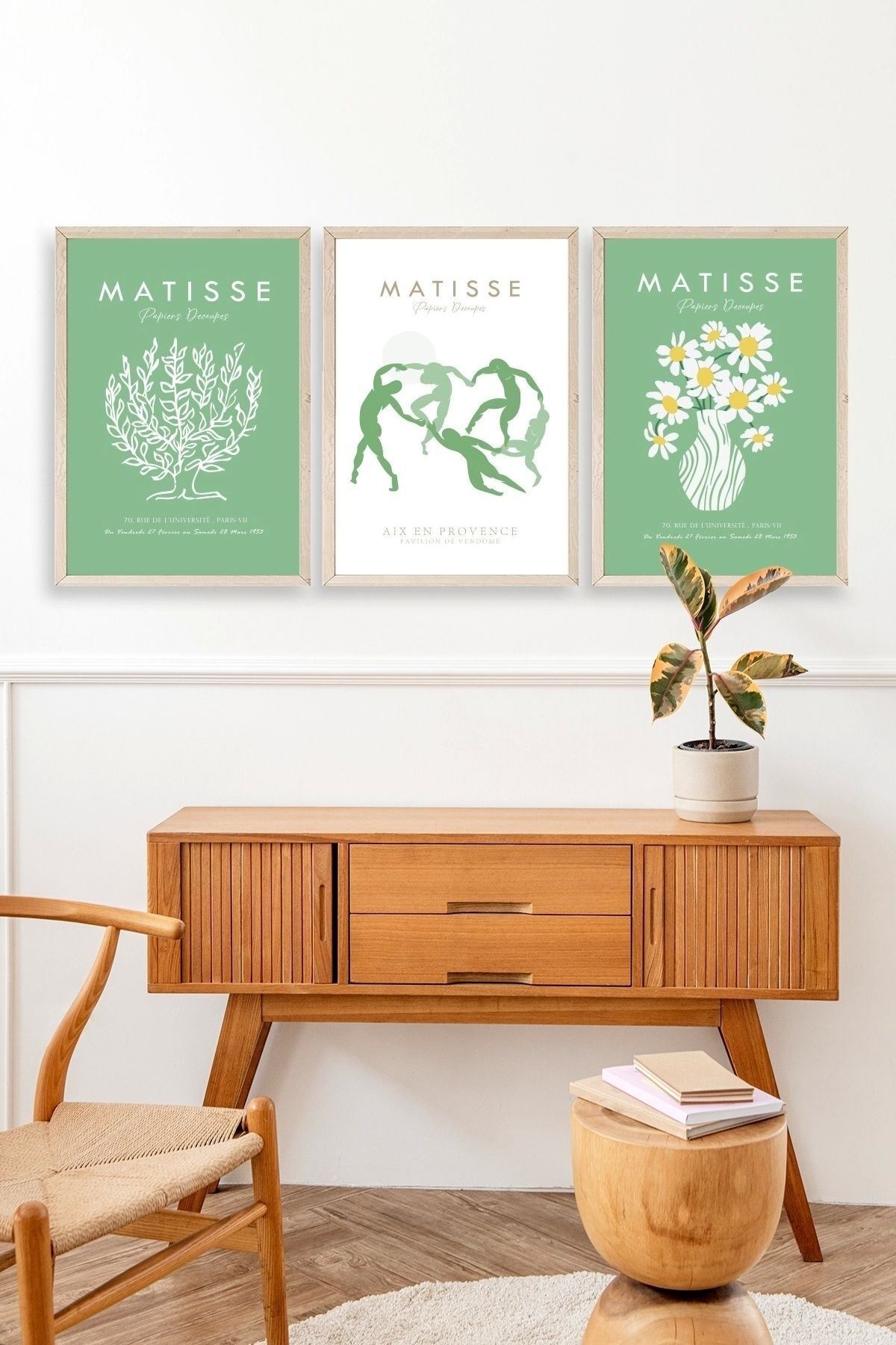 Matisse Üçlü Ahşap Çerçeveli Tablo 23 x 30