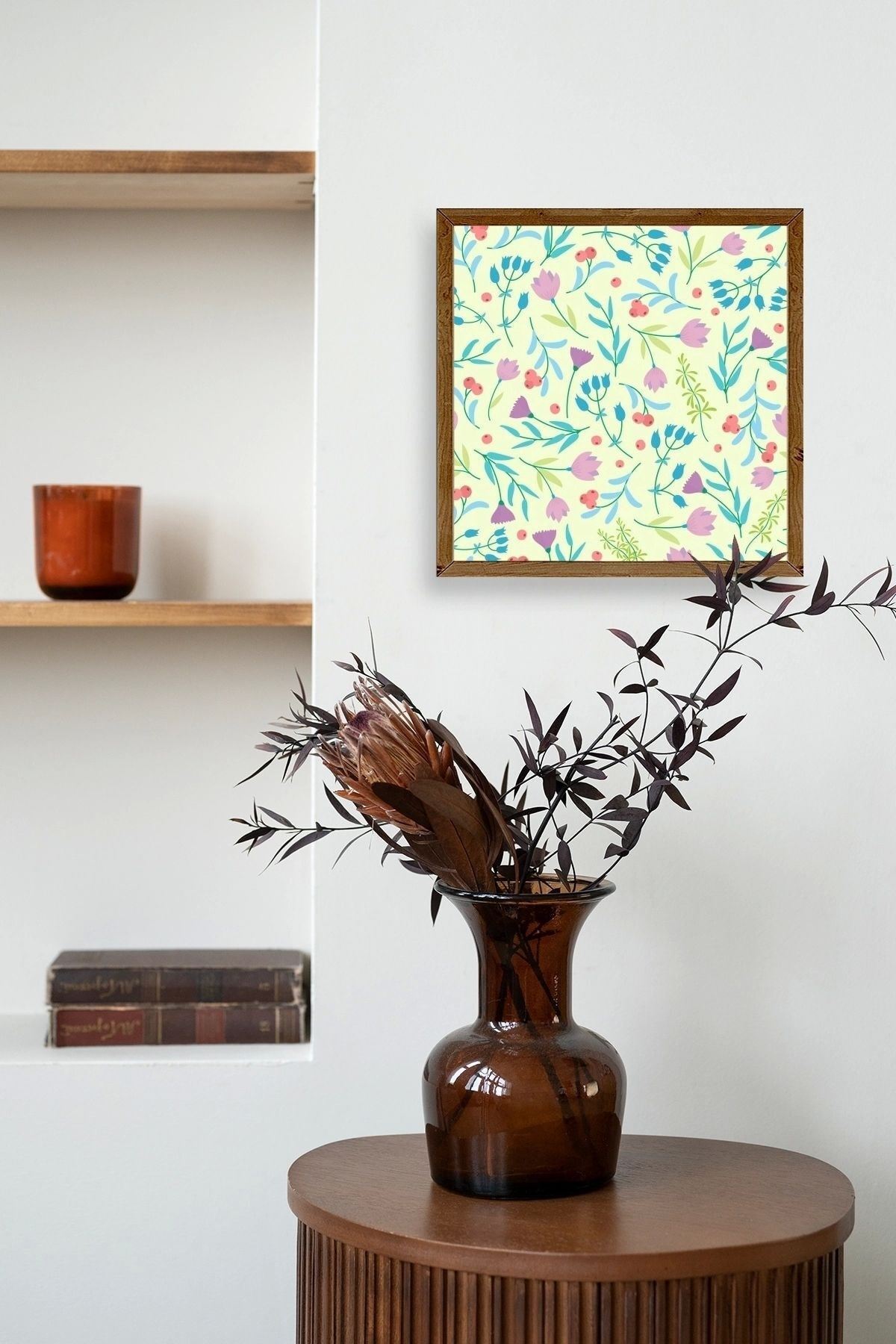 Çiçek Ahşap Çerçeveli Tablo 23 x 23