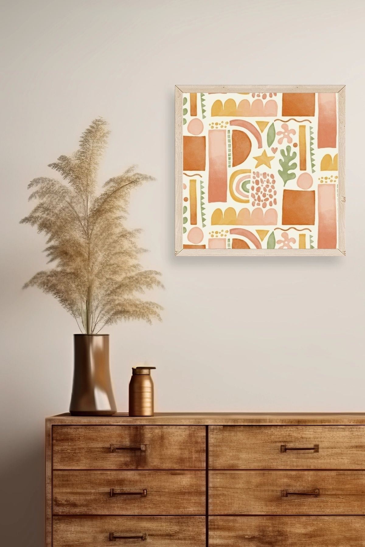 Soyut Ahşap Çerçeveli Tablo 23 x 23