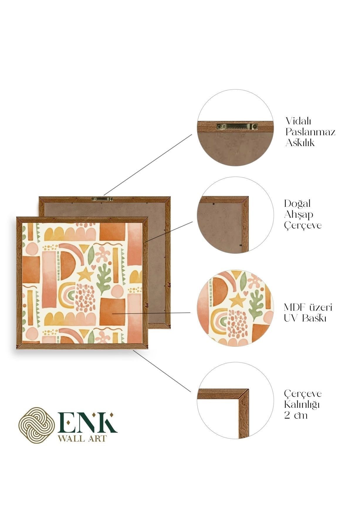 Soyut Ahşap Çerçeveli Tablo 23 x 23