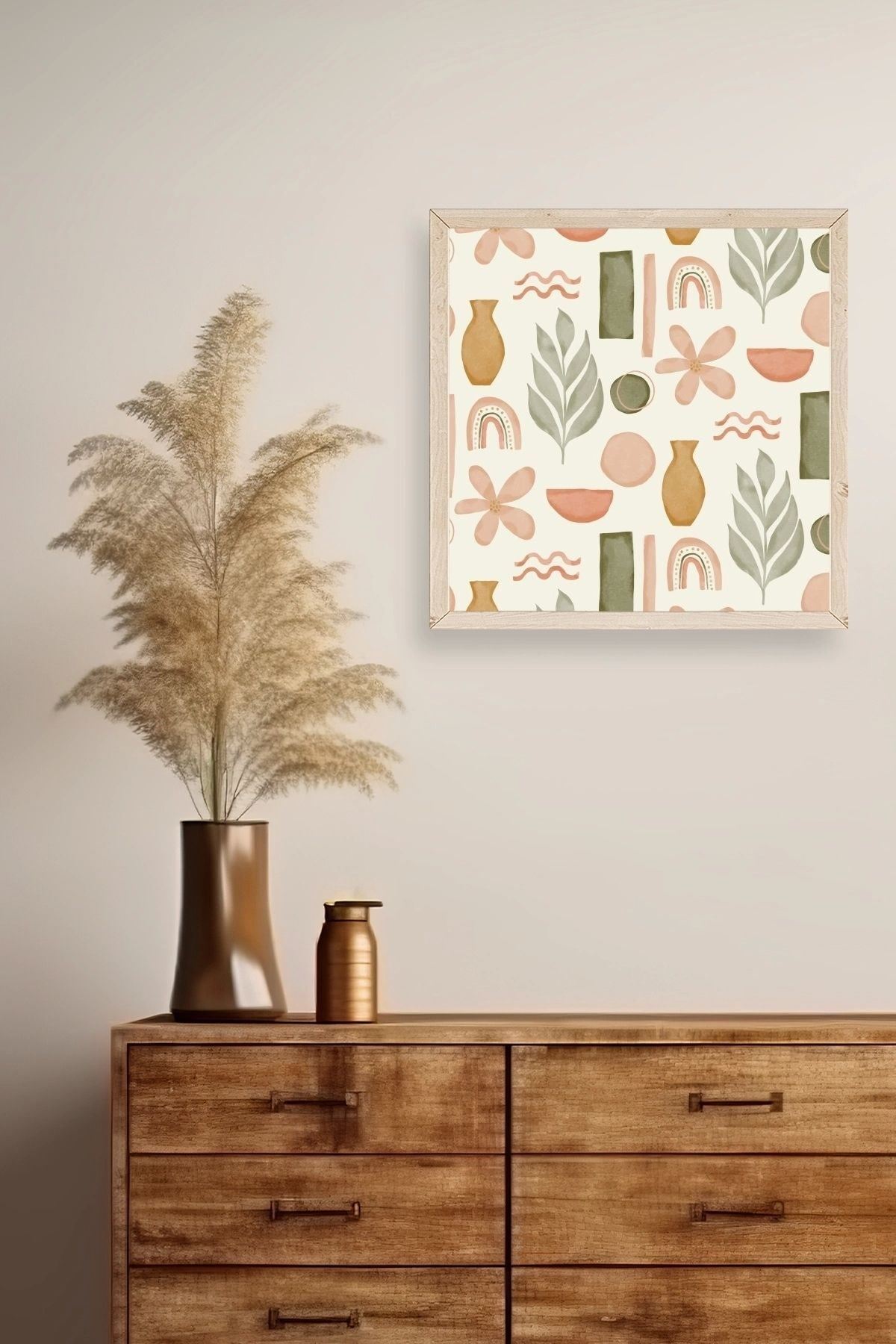 Yaprak Ahşap Çerçeveli Tablo 23 x 23