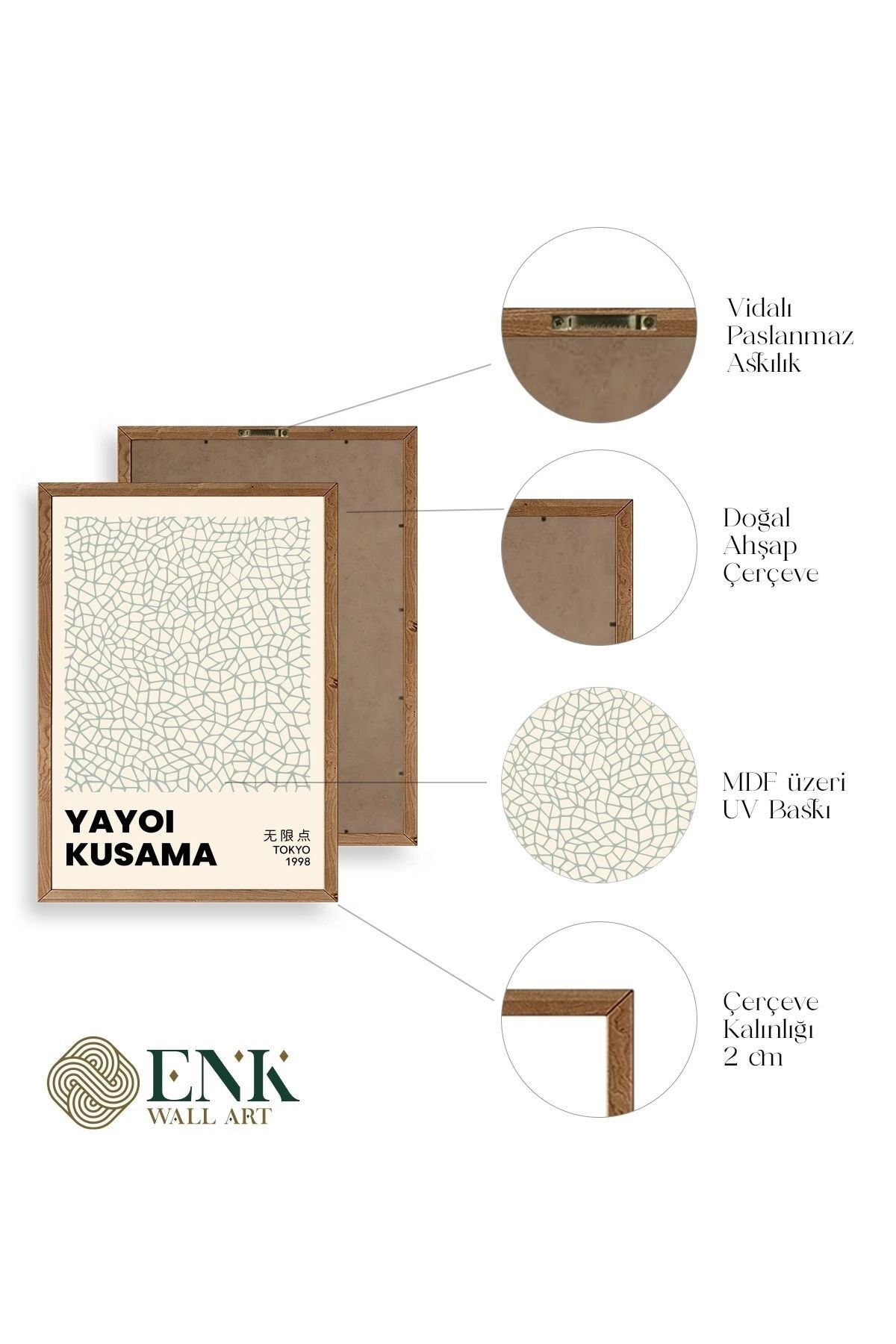 Yayoi Kusama Ahşap Çerçeveli Tablo 50 x 70