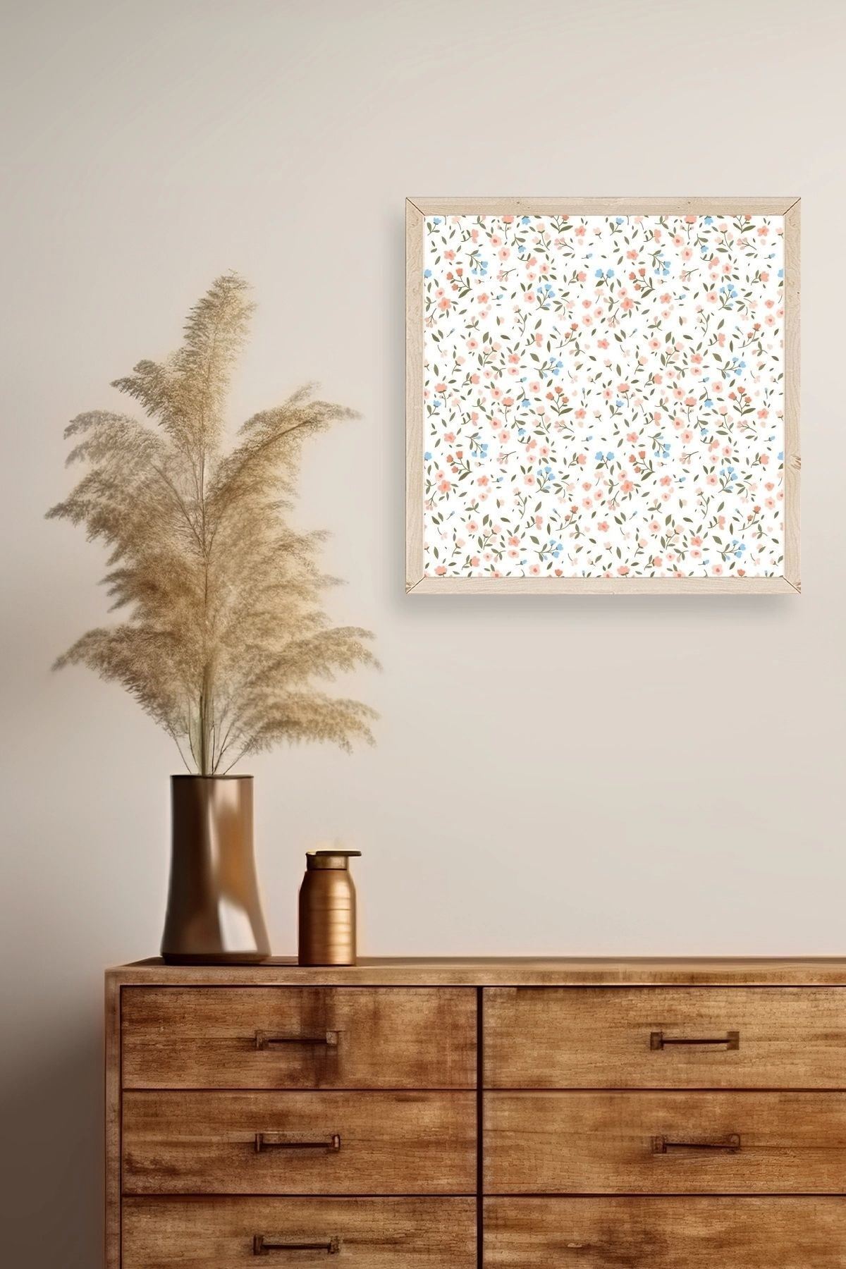 Çiçek Ahşap Çerçeveli Tablo 50 x 50