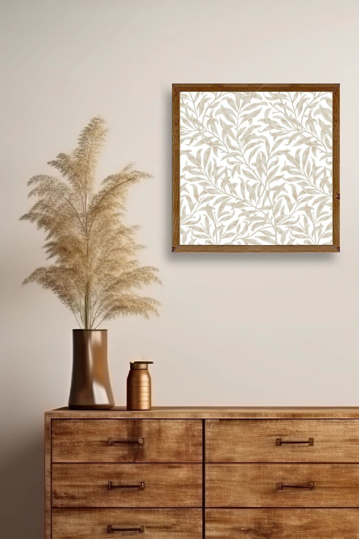 Yaprak Ahşap Çerçeveli Tablo 23 x 23