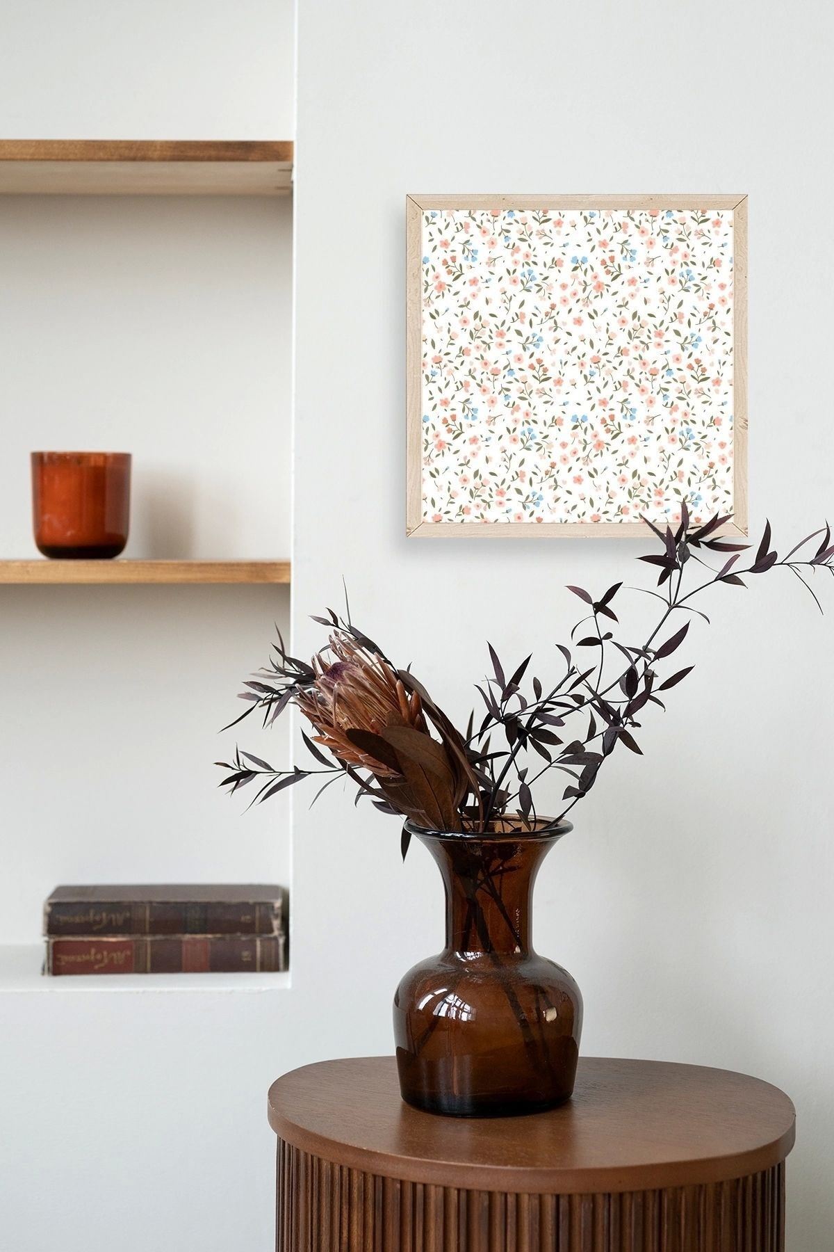 Çiçek Ahşap Çerçeveli Tablo 50 x 50