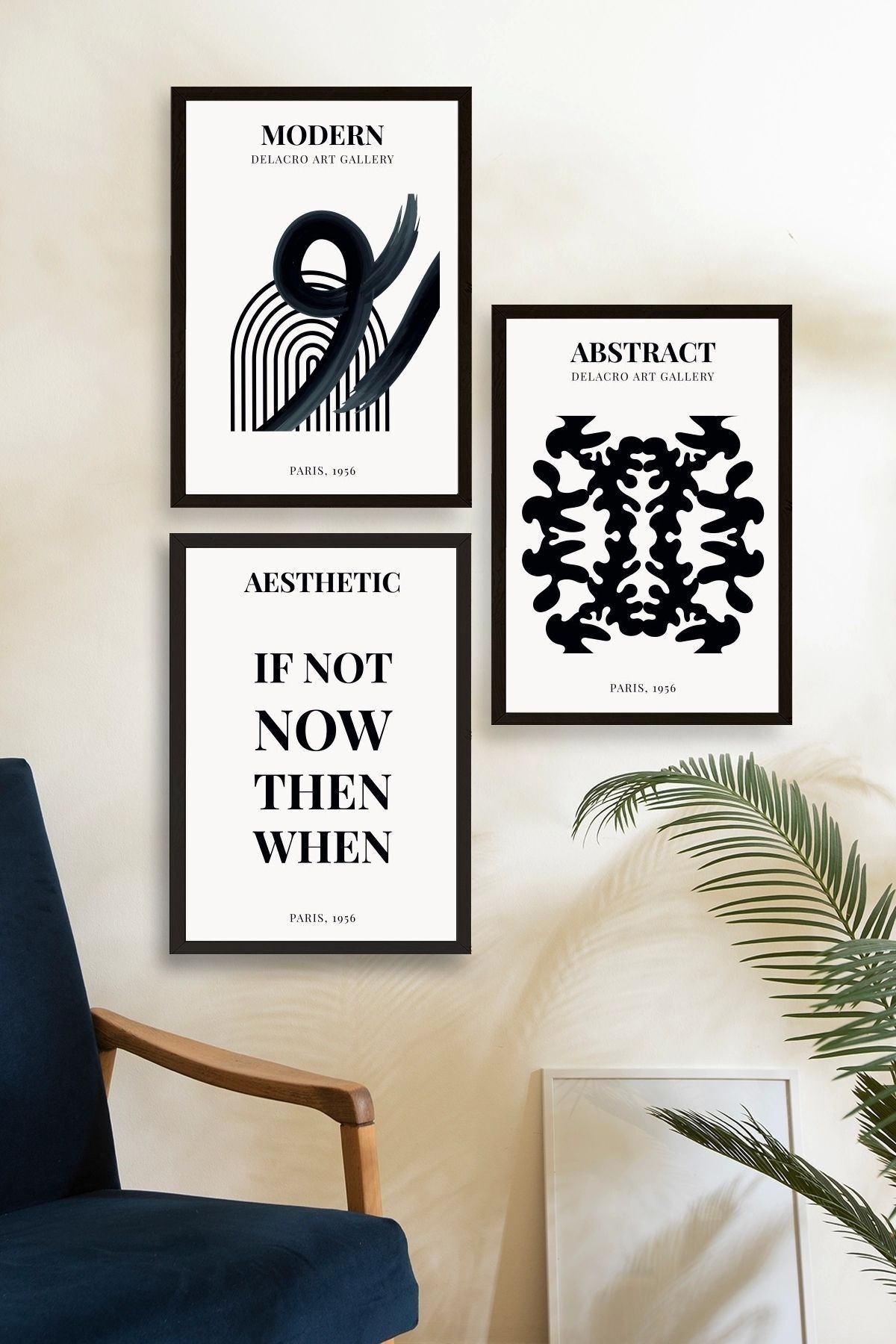 Modern Üçlü Ahşap Çerçeveli Tablo 30 x 40