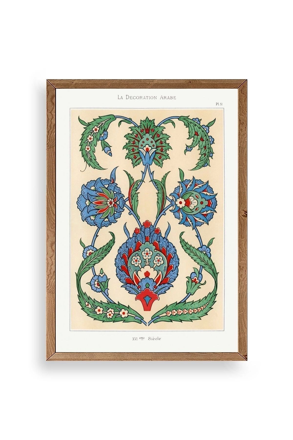 Çini Motif Pano Ahşap Çerçeveli Tablo 50 x 70