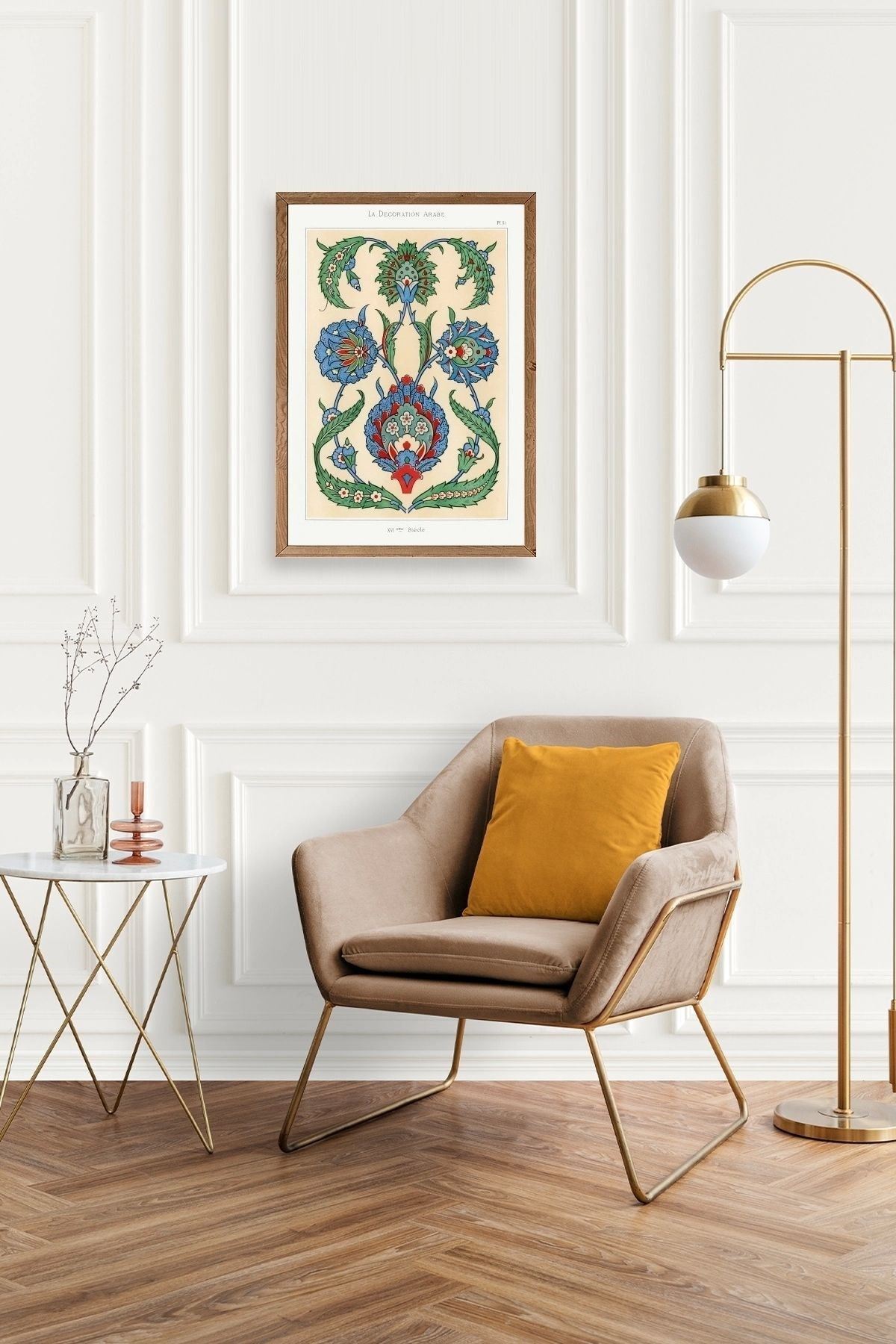 Çini Motif Pano Ahşap Çerçeveli Tablo 50 x 70