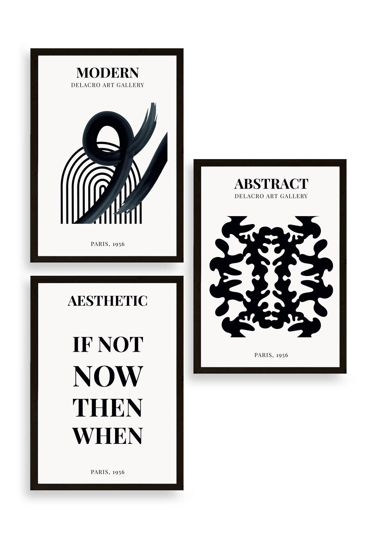 Modern Üçlü Ahşap Çerçeveli Tablo 50 x 70