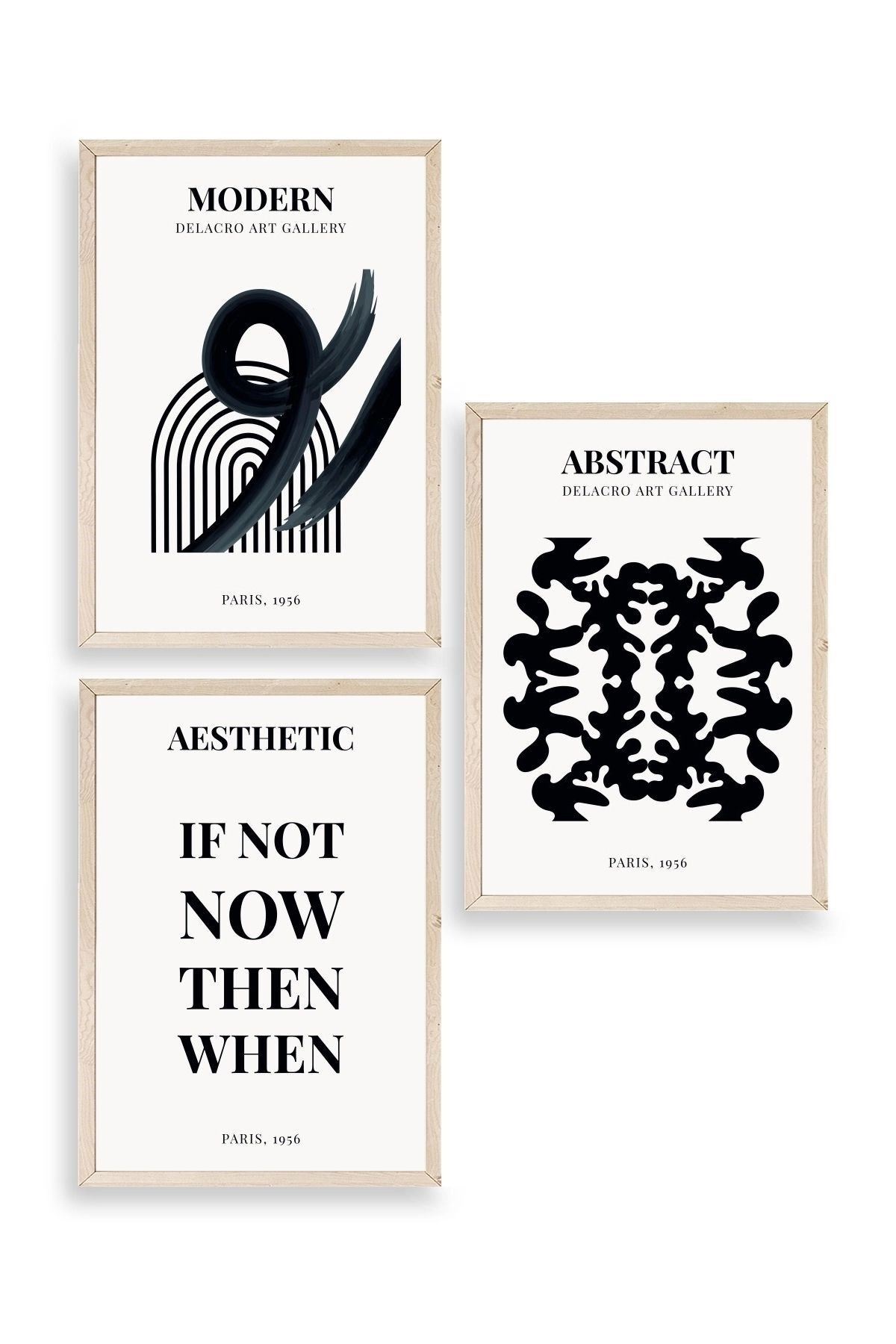 Modern Üçlü Ahşap Çerçeveli Tablo 40 x 60