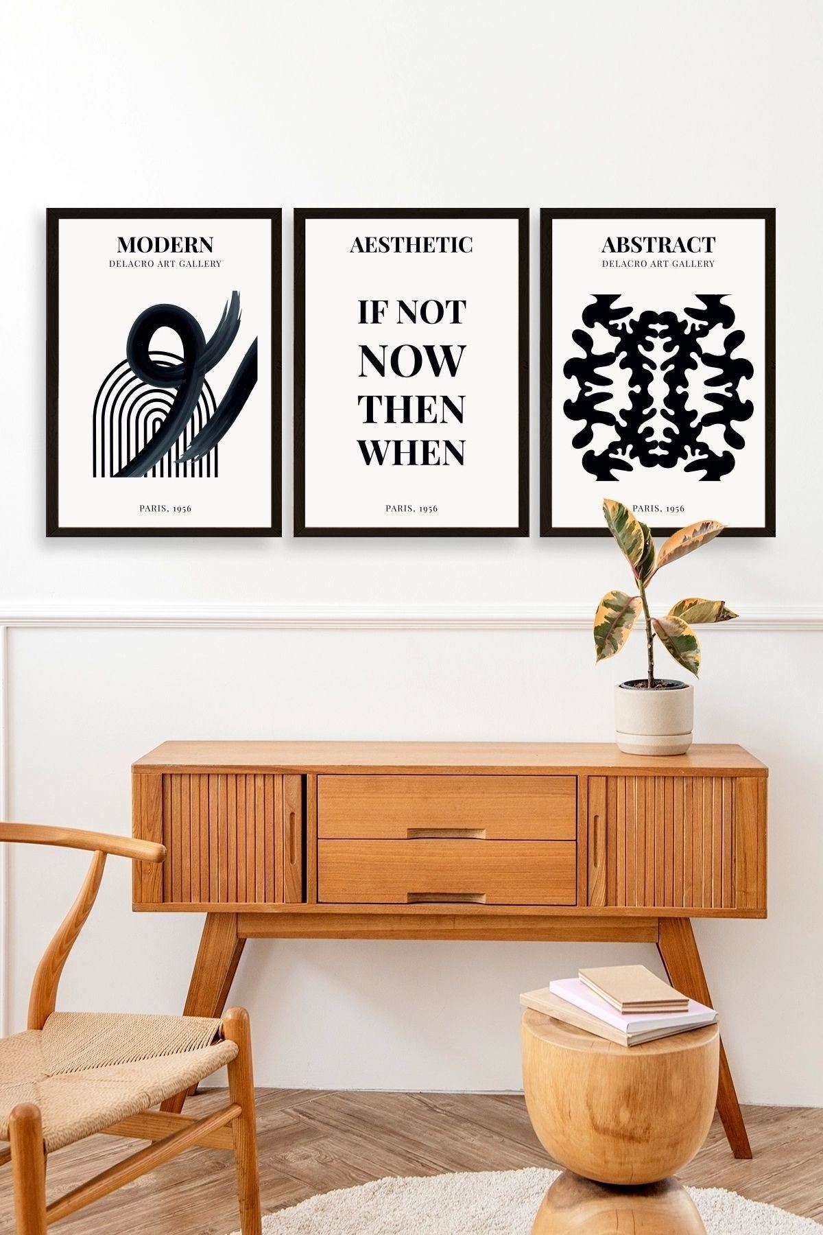 Modern Üçlü Ahşap Çerçeveli Tablo 40 x 60