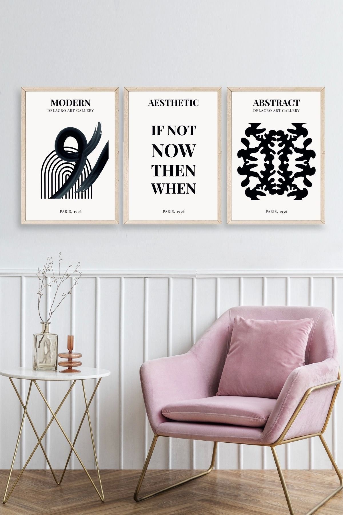 Modern Üçlü Ahşap Çerçeveli Tablo 30 x 40