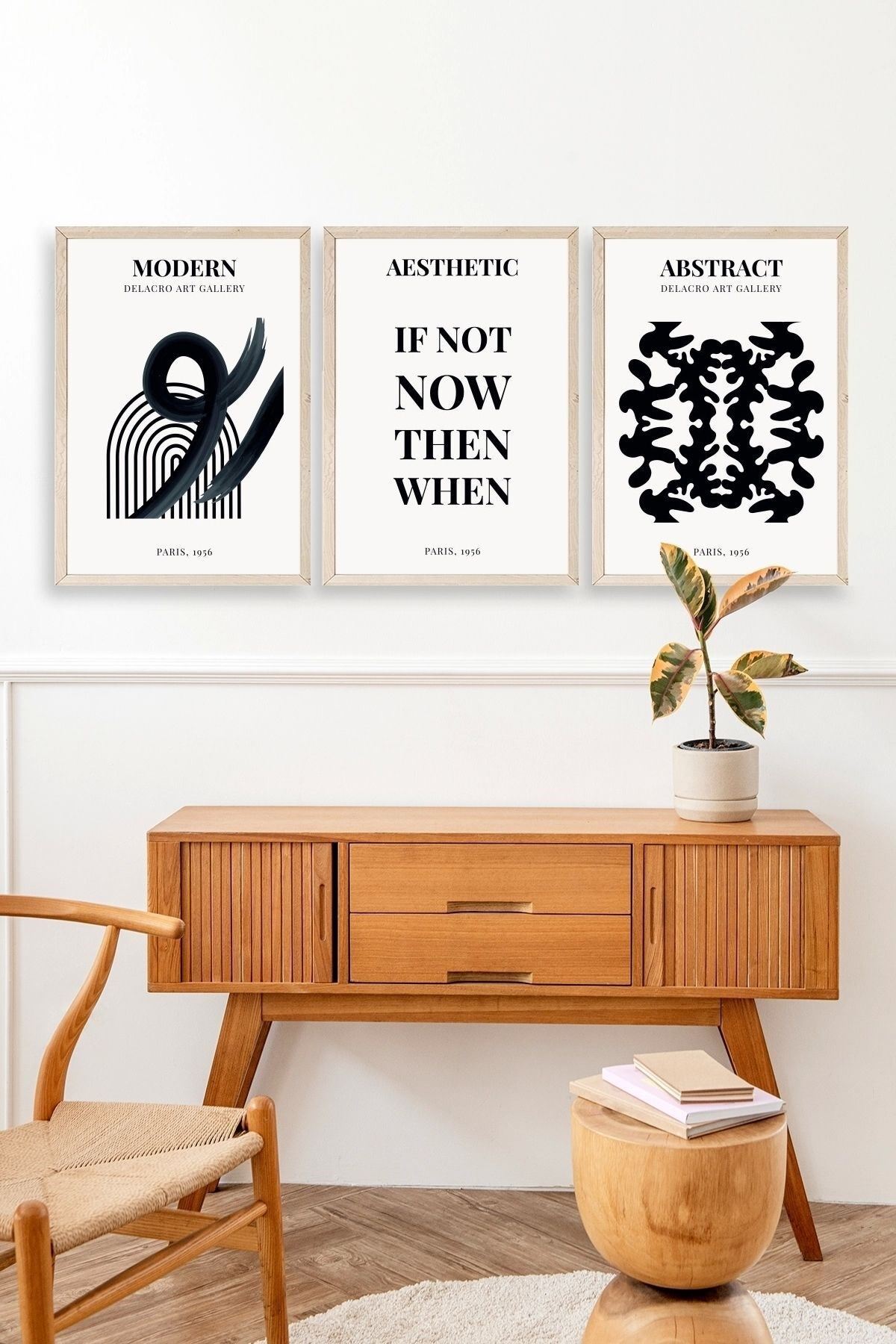 Modern Üçlü Ahşap Çerçeveli Tablo 30 x 40