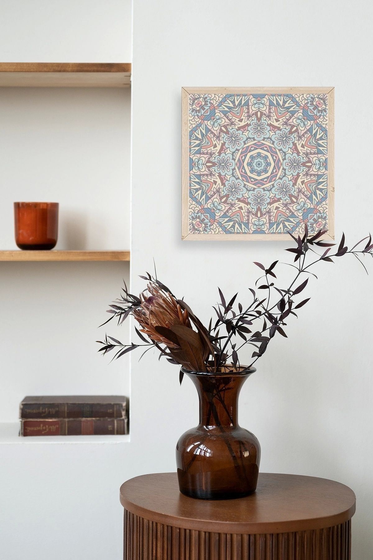 Mandala Ahşap Çerçeveli Tablo 42 x 42