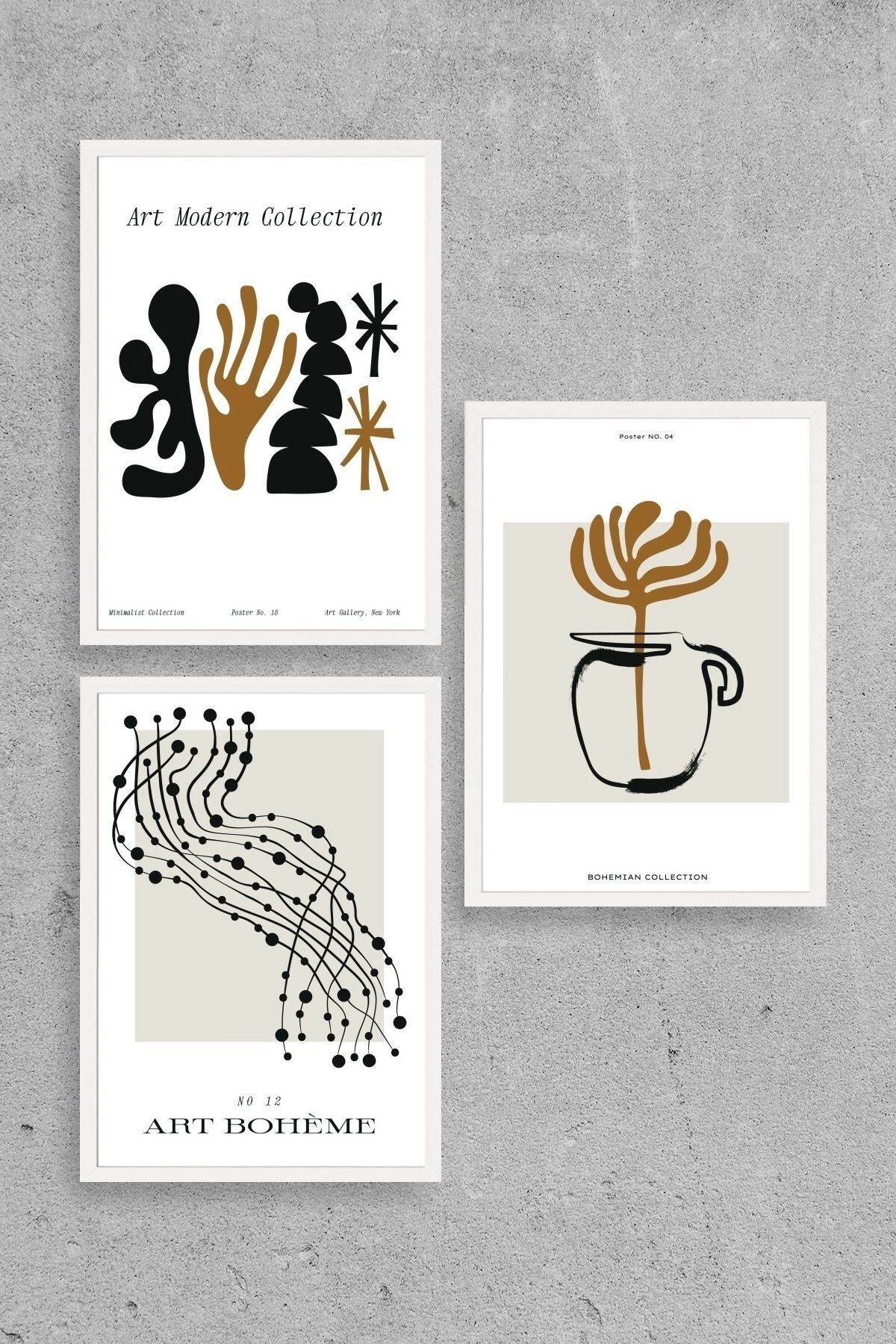 Modern Üçlü Ahşap Çerçeveli Tablo 40 x 60