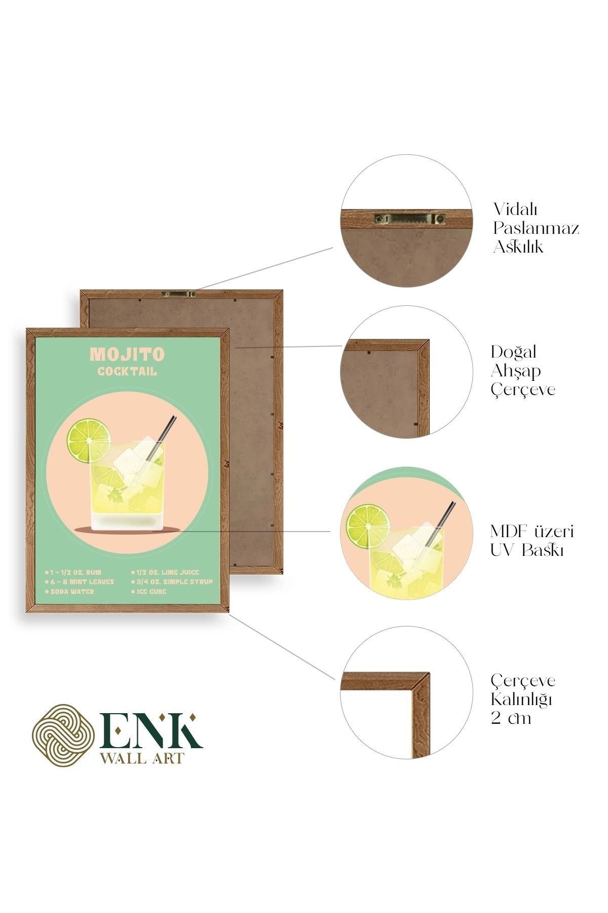 Mojito Ahşap Çerçeveli Tablo 50 x 70