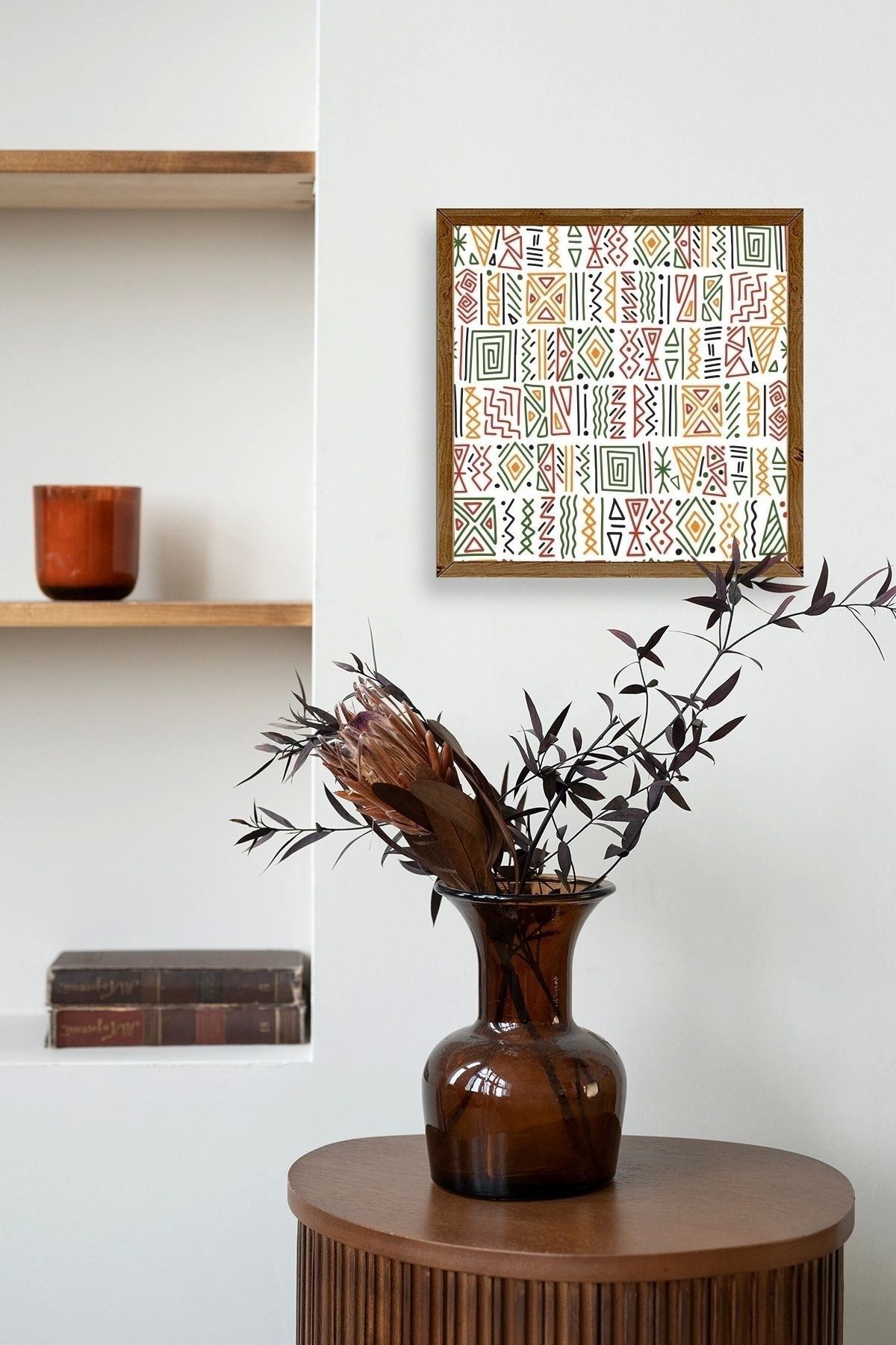 Çizgiler Ahşap Çerçeveli Tablo 23 x 23