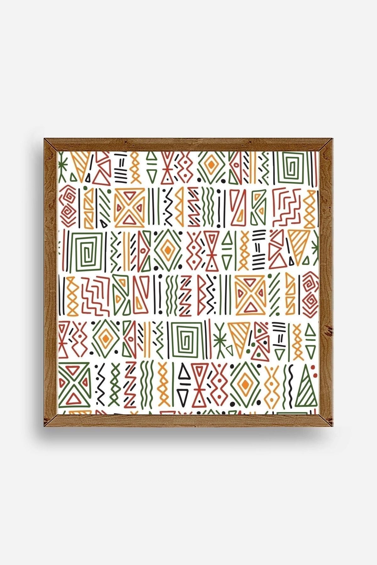 Çizgiler Ahşap Çerçeveli Tablo 50 x 50