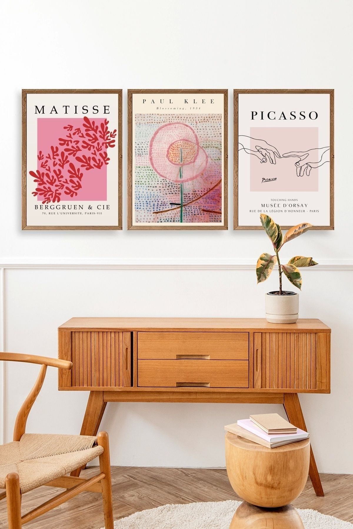 Ünlü Tablolar Üçlü Ahşap Çerçeveli Tablo 50 x 70