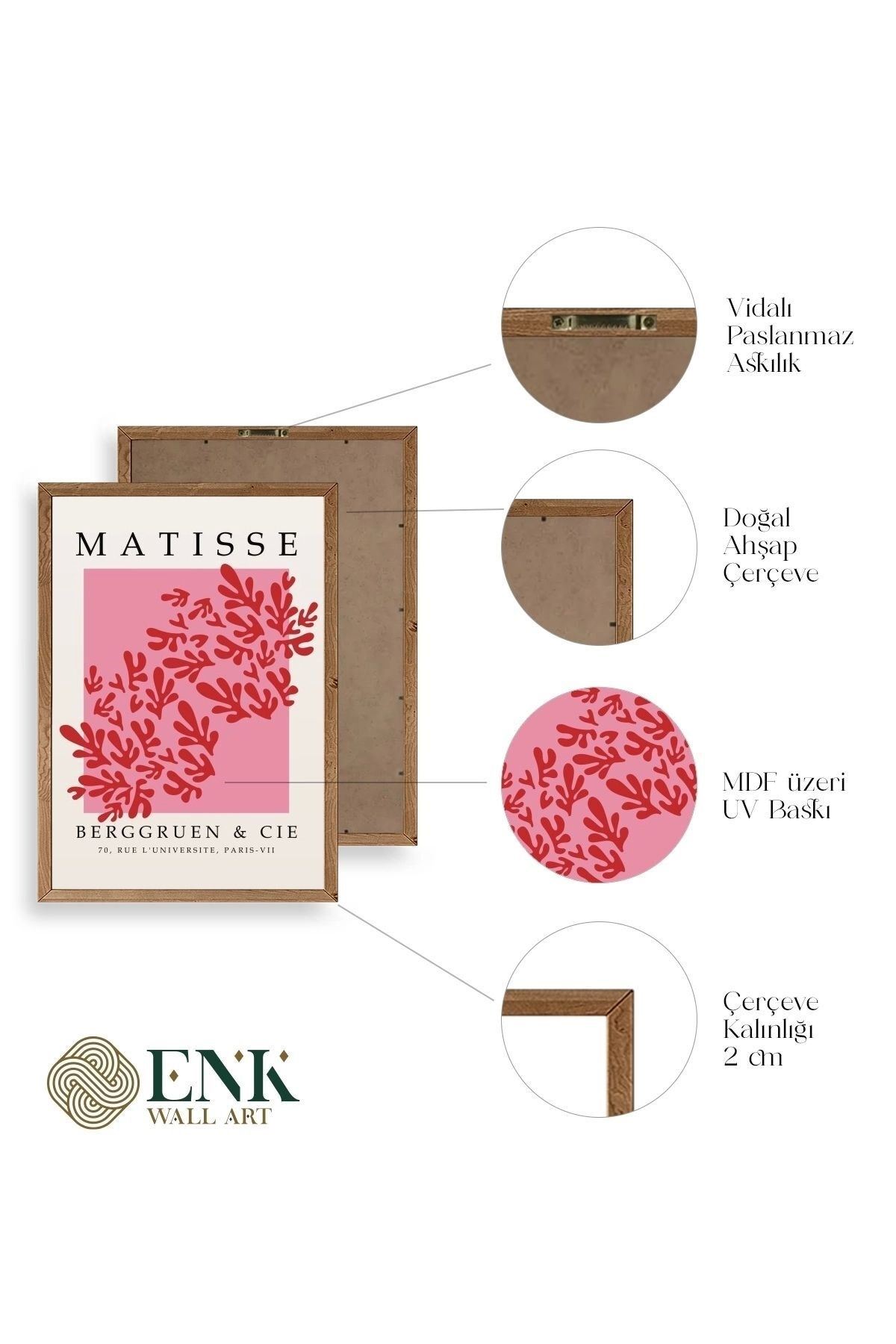 Ünlü Tablolar Üçlü Ahşap Çerçeveli Tablo 23 x 30