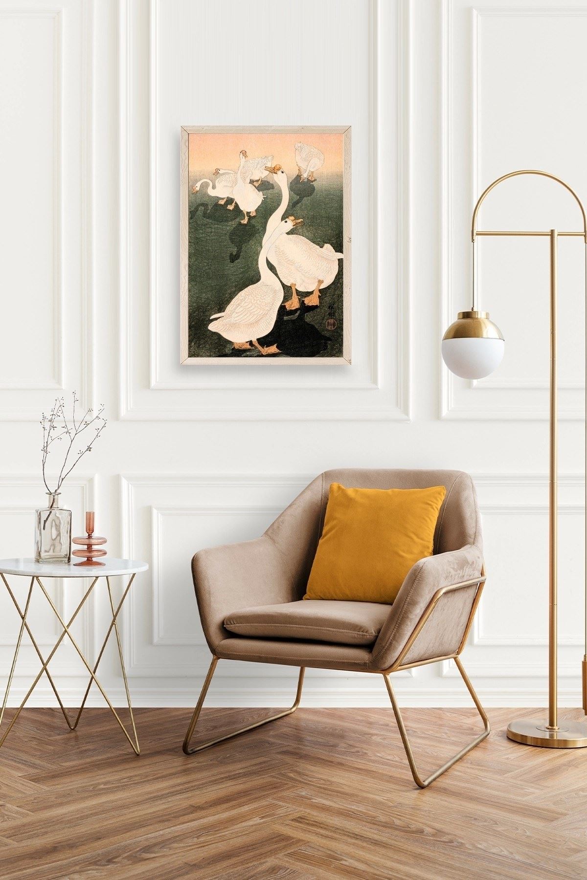 Kuğular Ahşap Çerçeveli Tablo 17 x 23