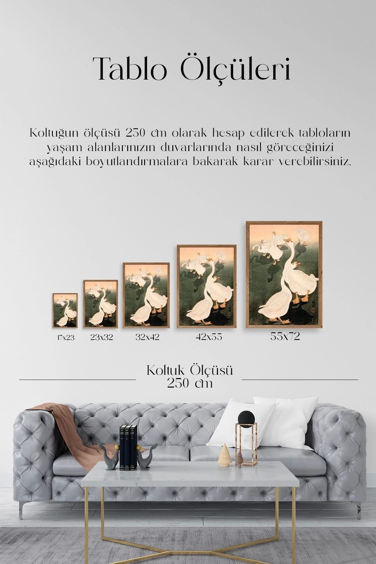 Kuğular Ahşap Çerçeveli Tablo 17 x 23