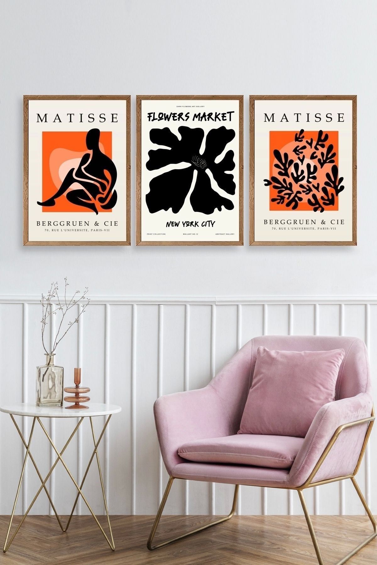 Matisse Üçlü Ahşap Çerçeveli Tablo 40 x 60