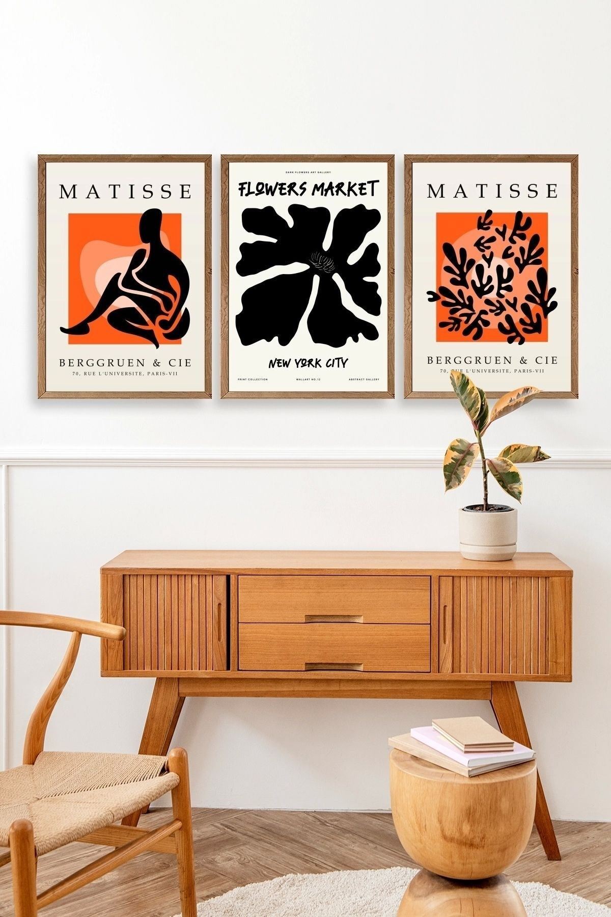 Matisse Üçlü Ahşap Çerçeveli Tablo 30 x 40