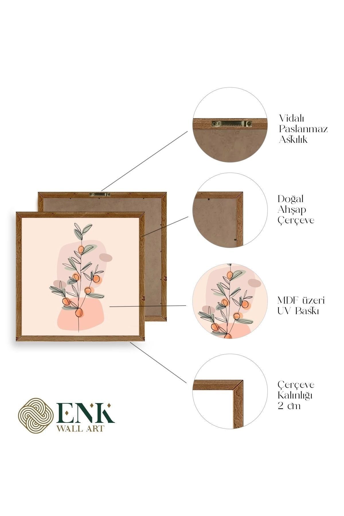 Çiçek Ahşap Çerçeveli Tablo 23 x 23