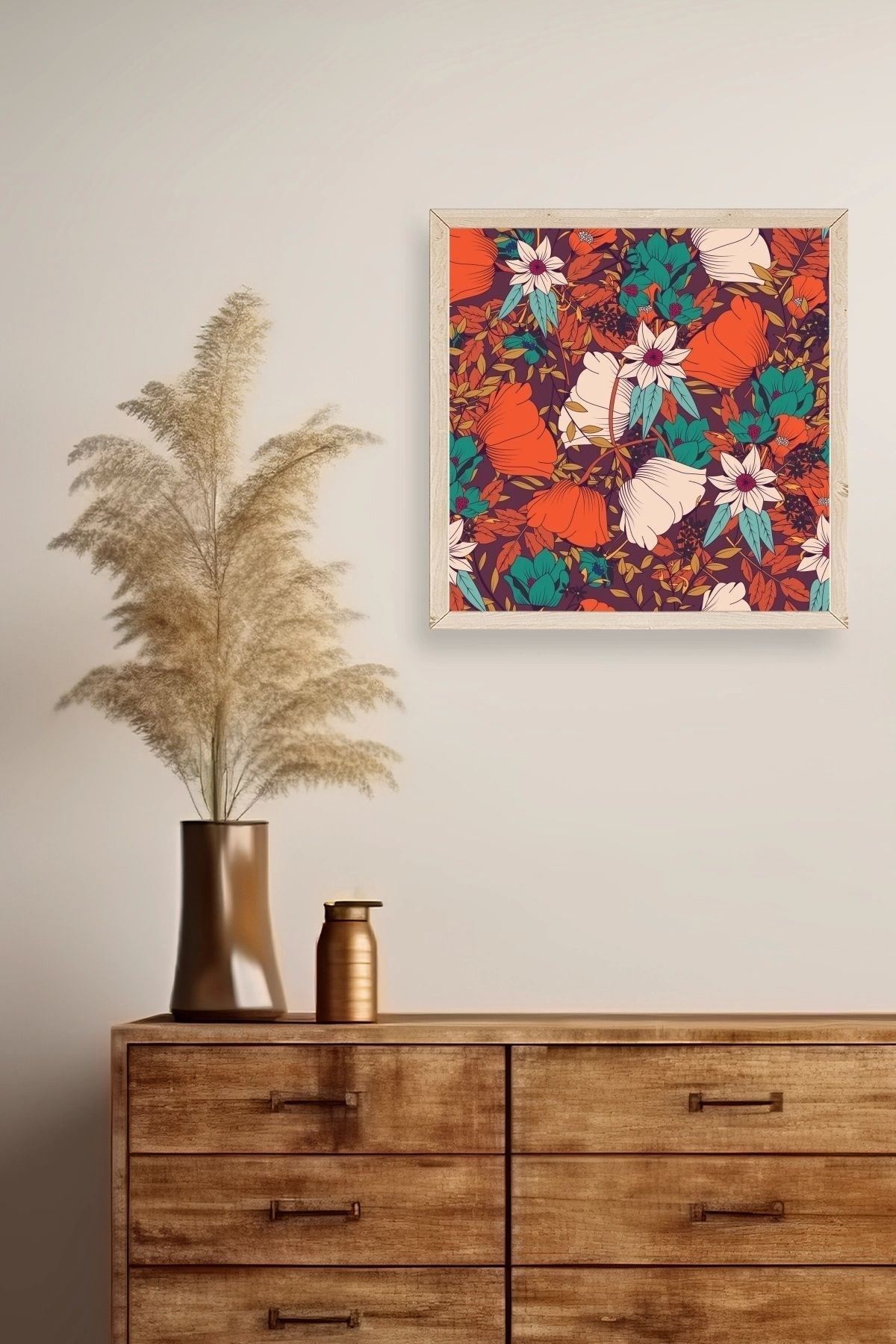 Çiçek Ahşap Çerçeveli Tablo 42 x 42