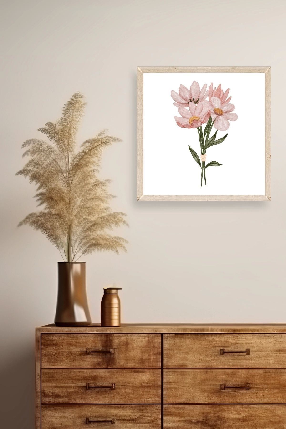 Çiçek Ahşap Çerçeveli Tablo 42 x 42