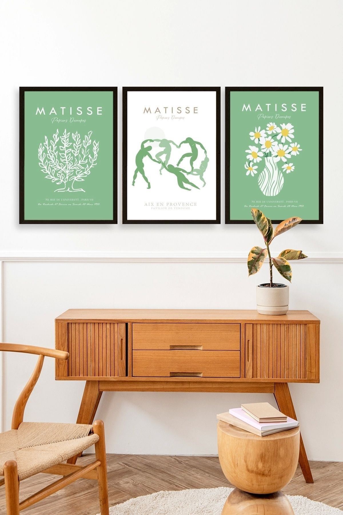 Matisse Üçlü Ahşap Çerçeveli Tablo 23 x 30