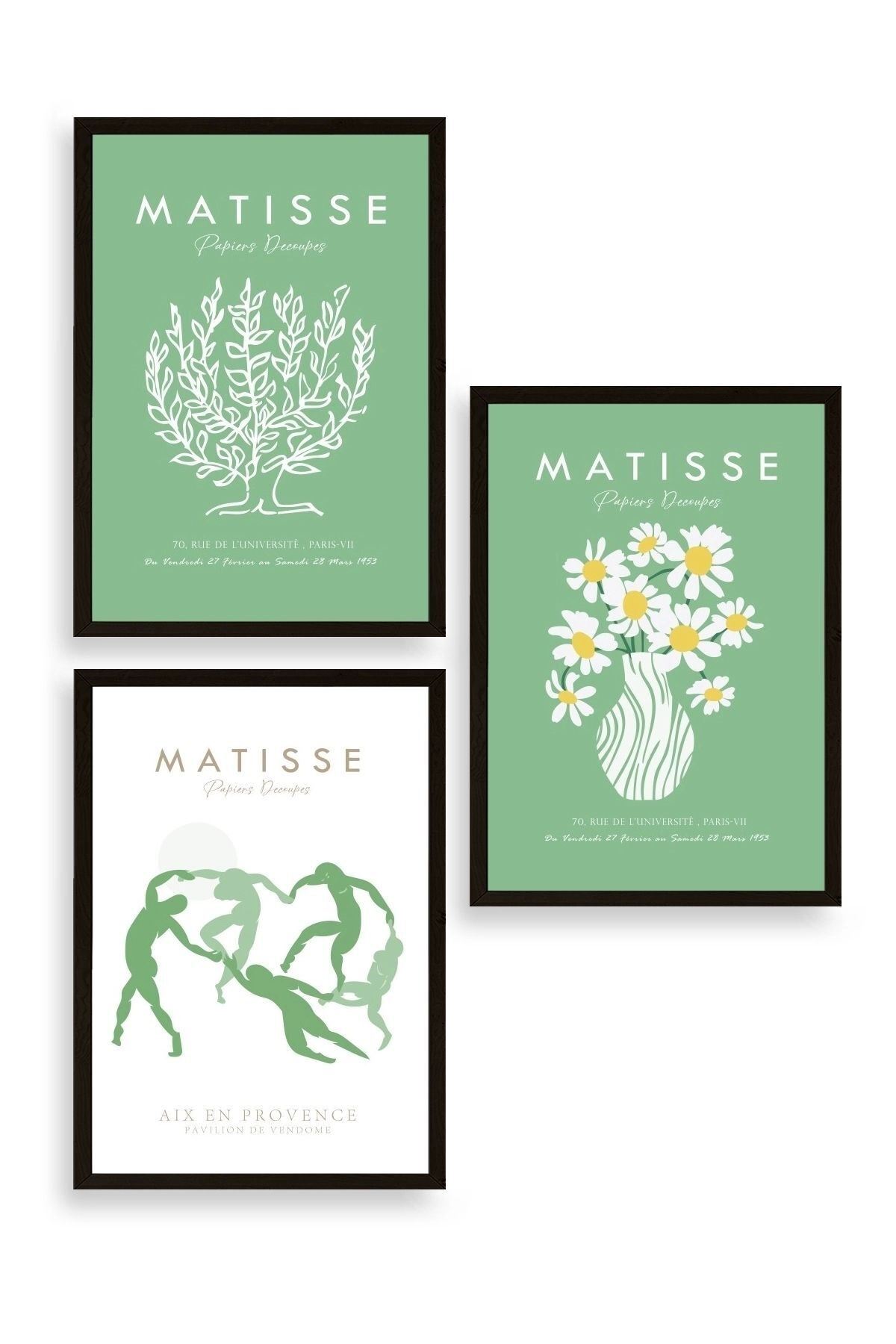 Matisse Üçlü Ahşap Çerçeveli Tablo 50 x 70