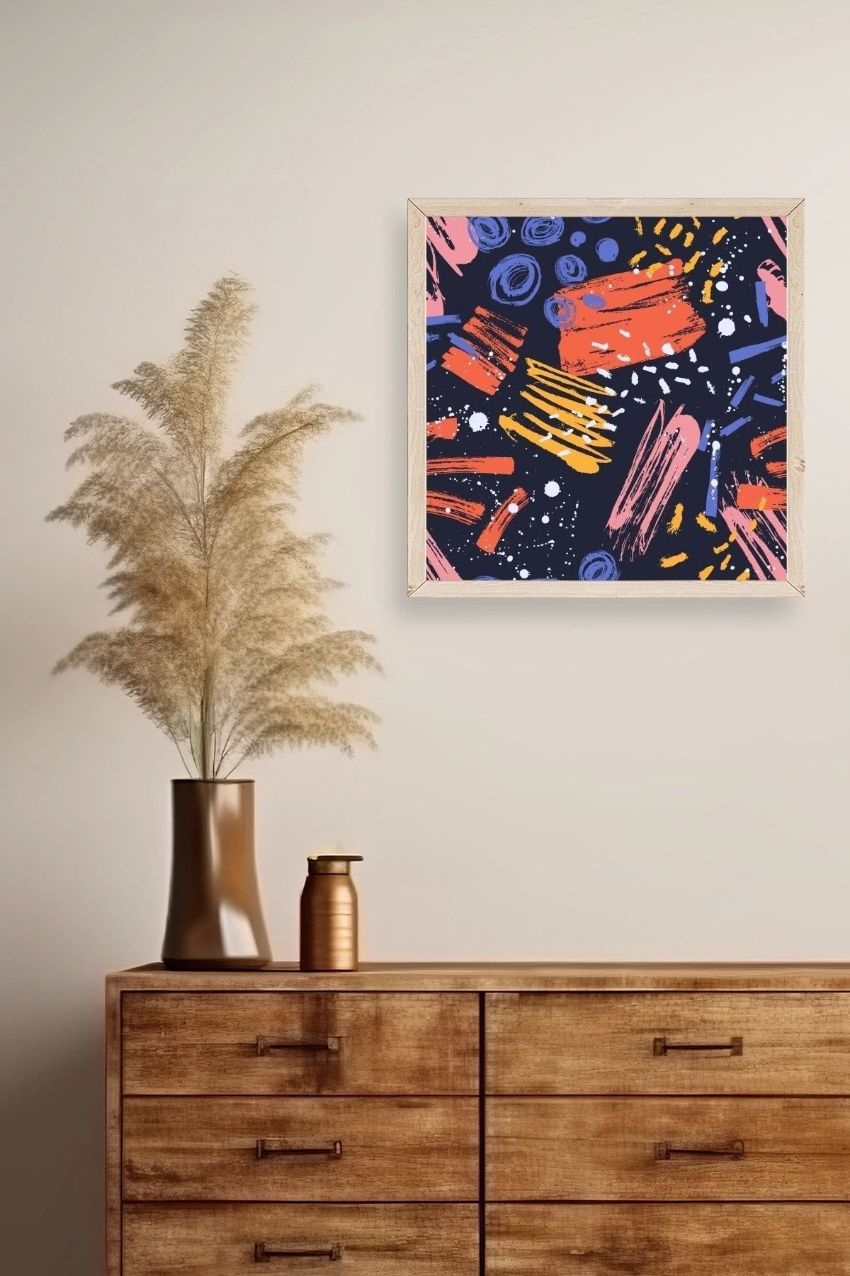 Modern Ahşap Çerçeveli Tablo 42 x 42