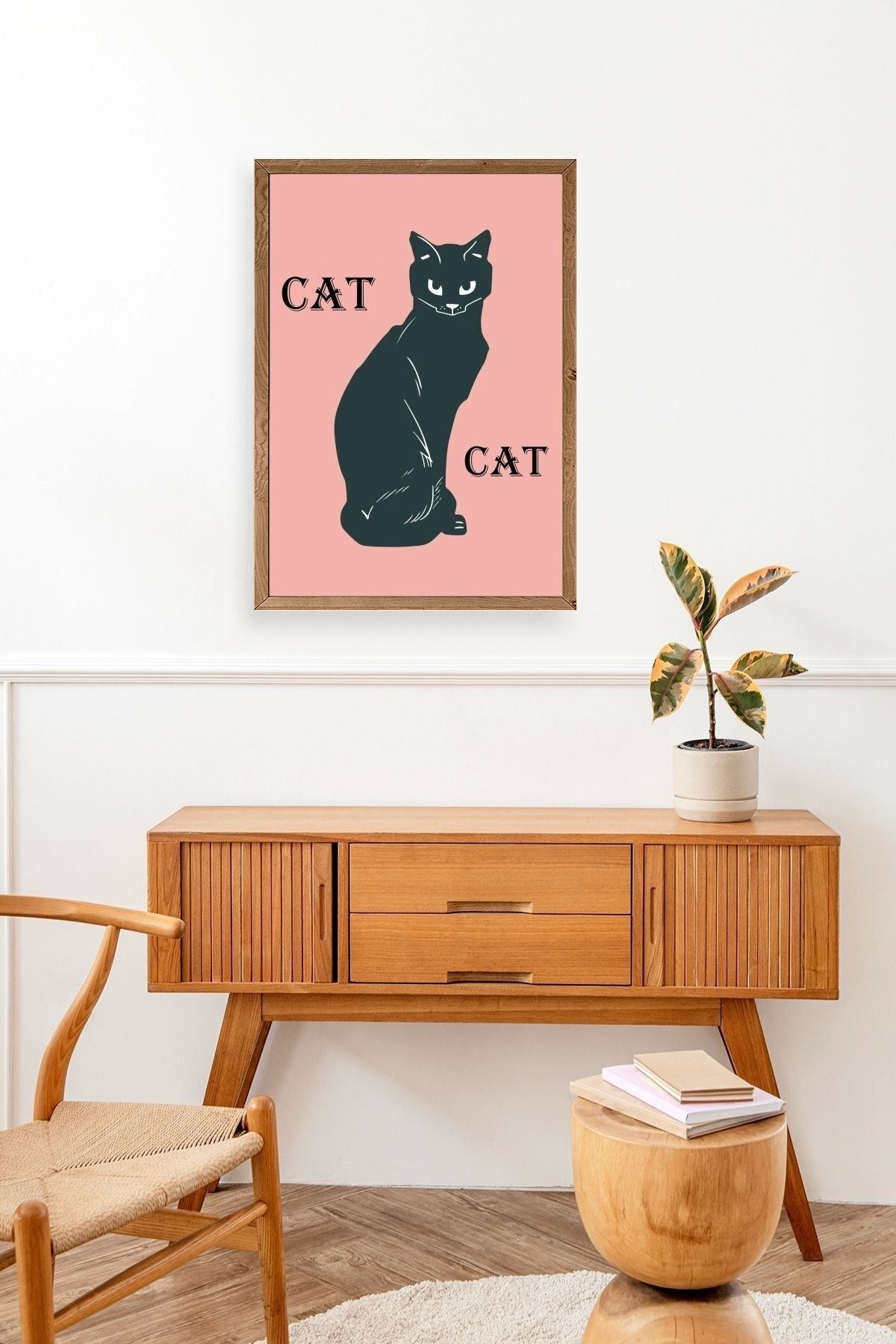 Cat Ahşap Çerçeveli Tablo 17 x 23