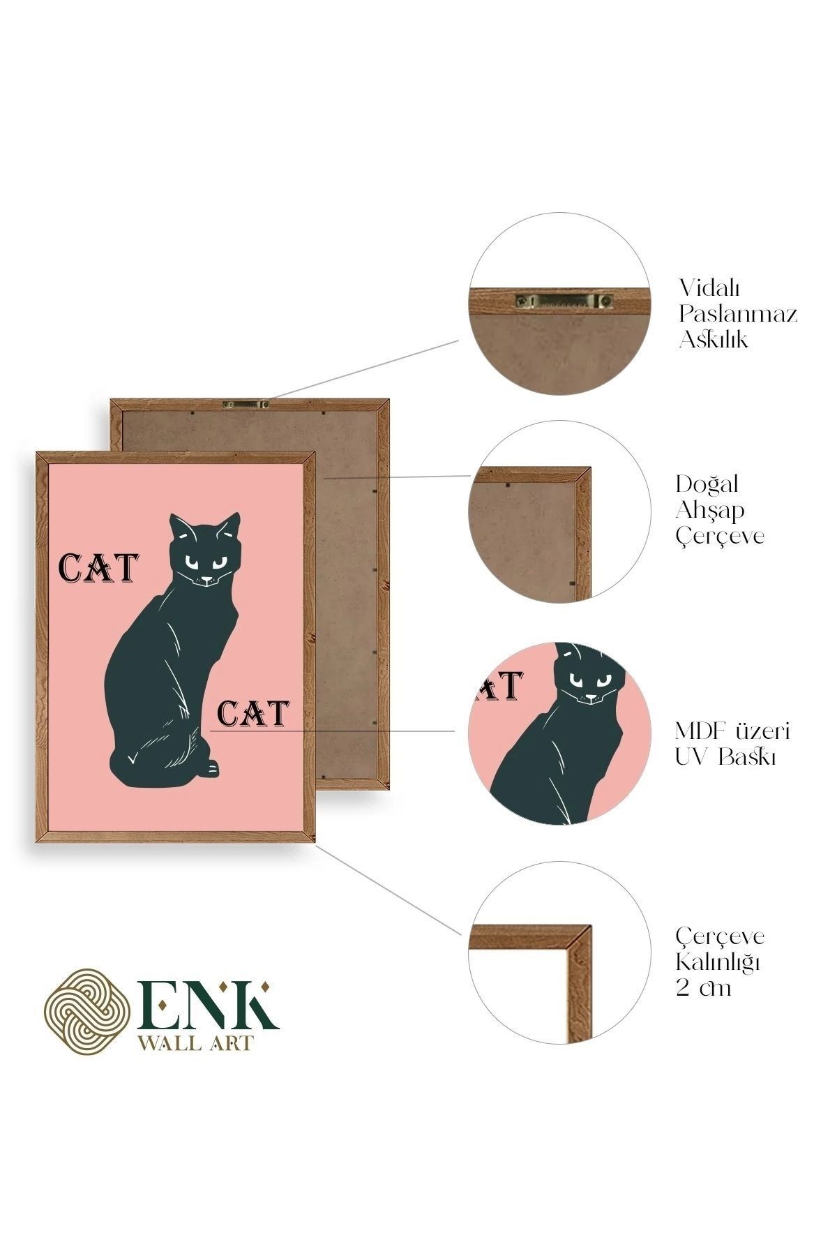 Cat Ahşap Çerçeveli Tablo 17 x 23