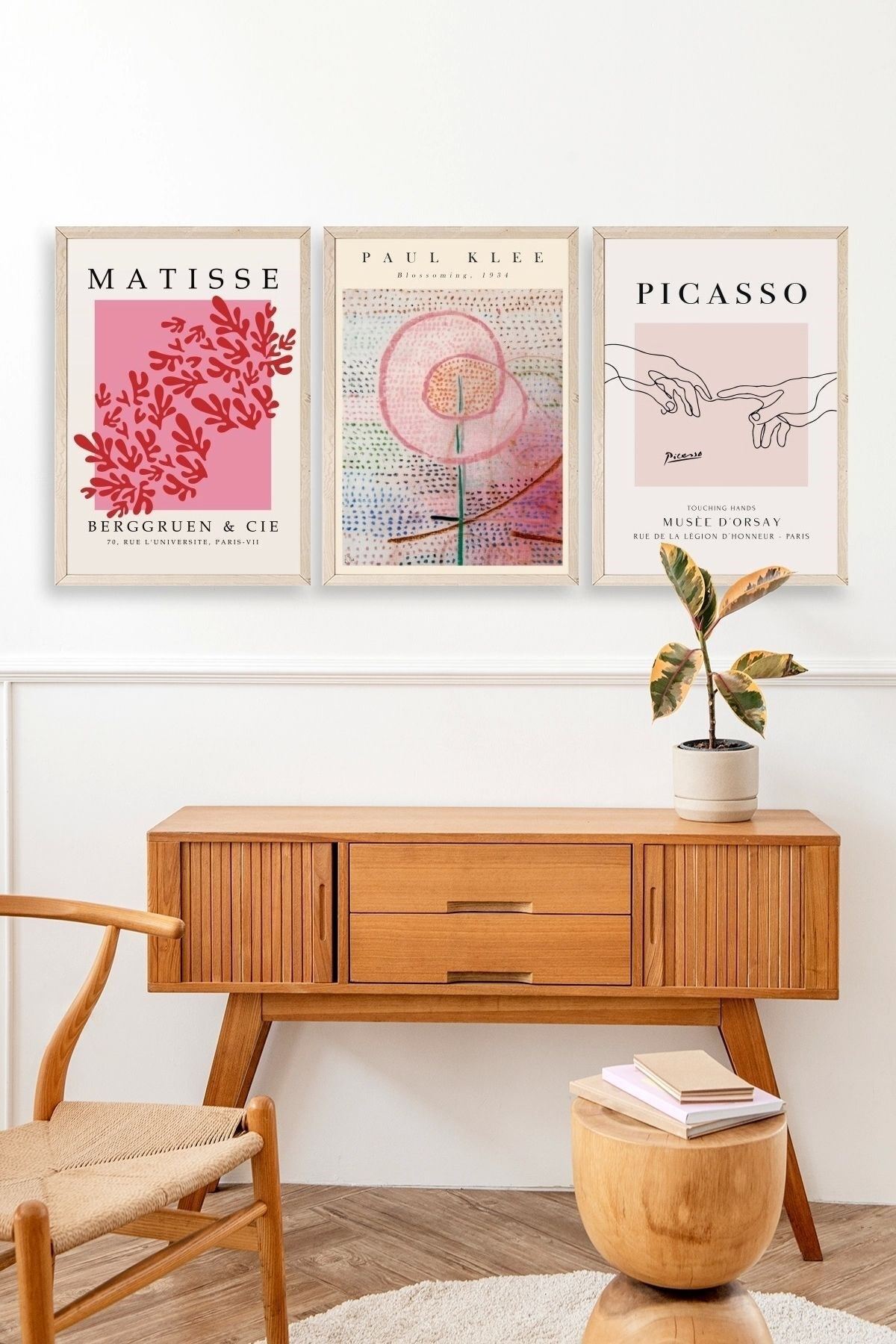 Ünlü Tablolar Üçlü Ahşap Çerçeveli Tablo 23 x 30