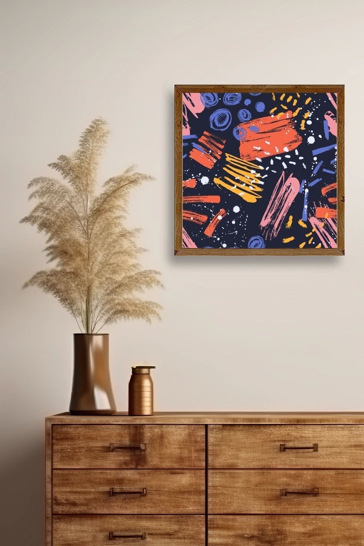 Modern Ahşap Çerçeveli Tablo 42 x 42