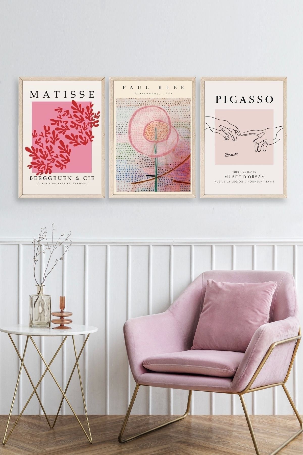 Ünlü Tablolar Üçlü Ahşap Çerçeveli Tablo 40 x 60