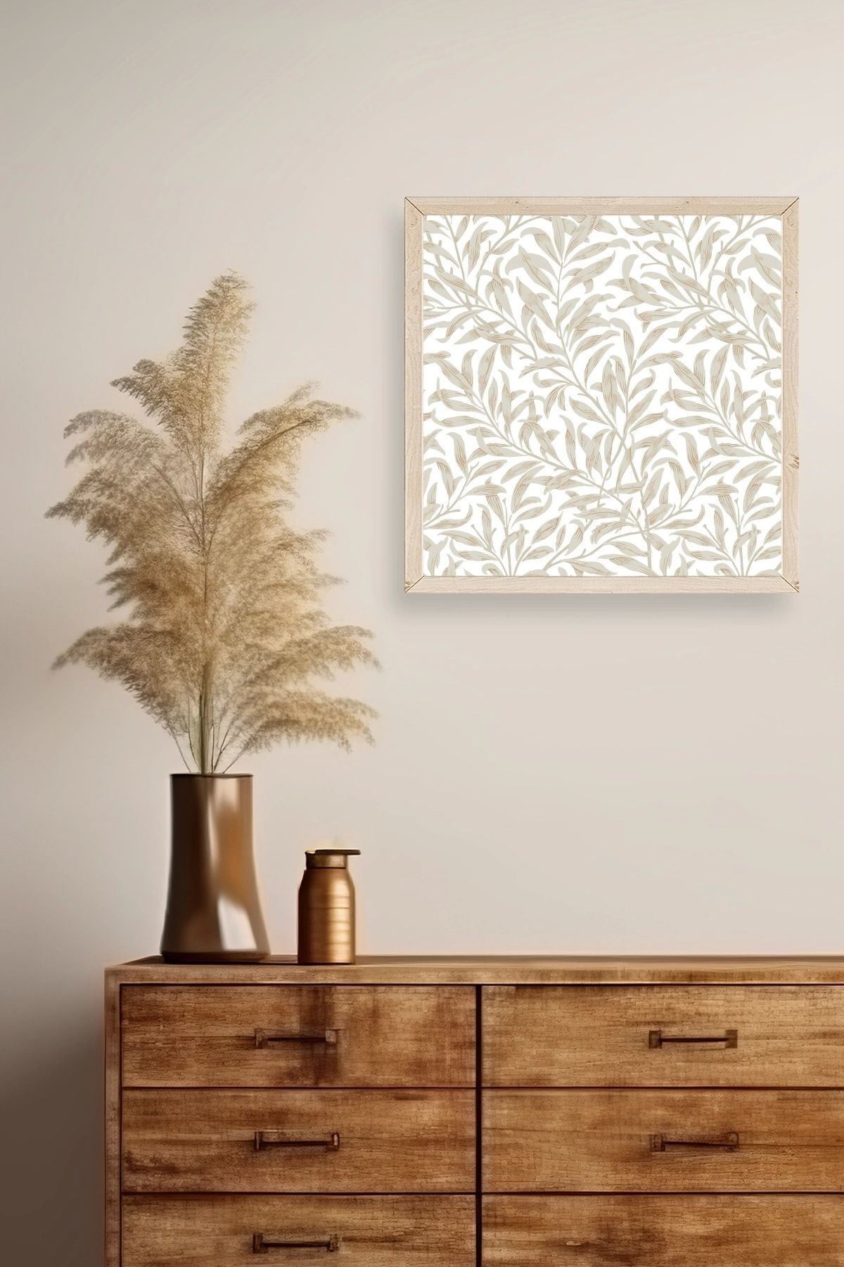 Yaprak Ahşap Çerçeveli Tablo 50 x 50