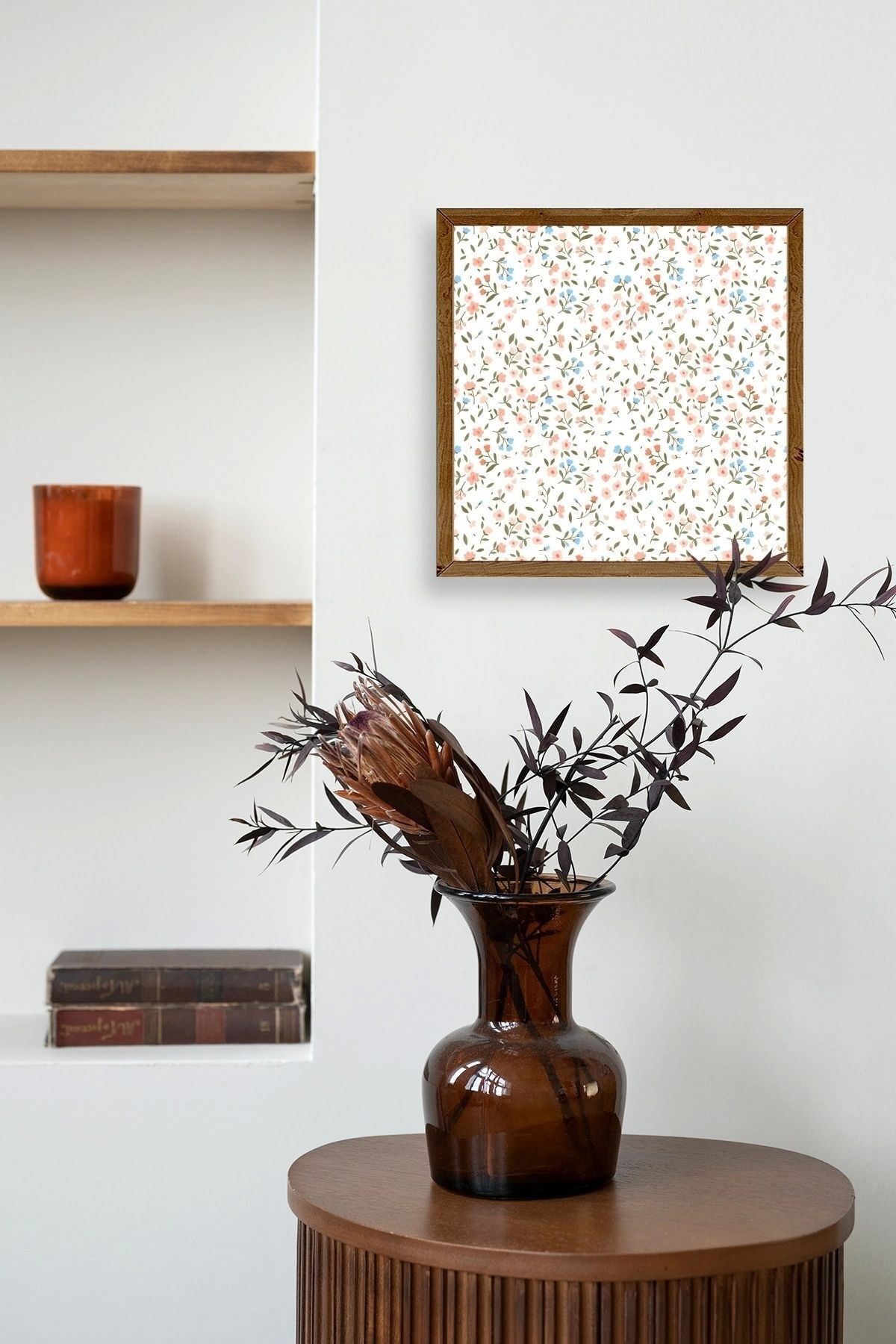 Çiçek Ahşap Çerçeveli Tablo 23 x 23