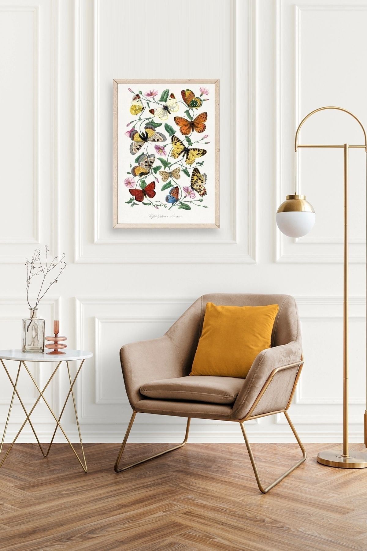 Lepidopteres Diurnes Ahşap Çerçeveli Tablo 30 x 42