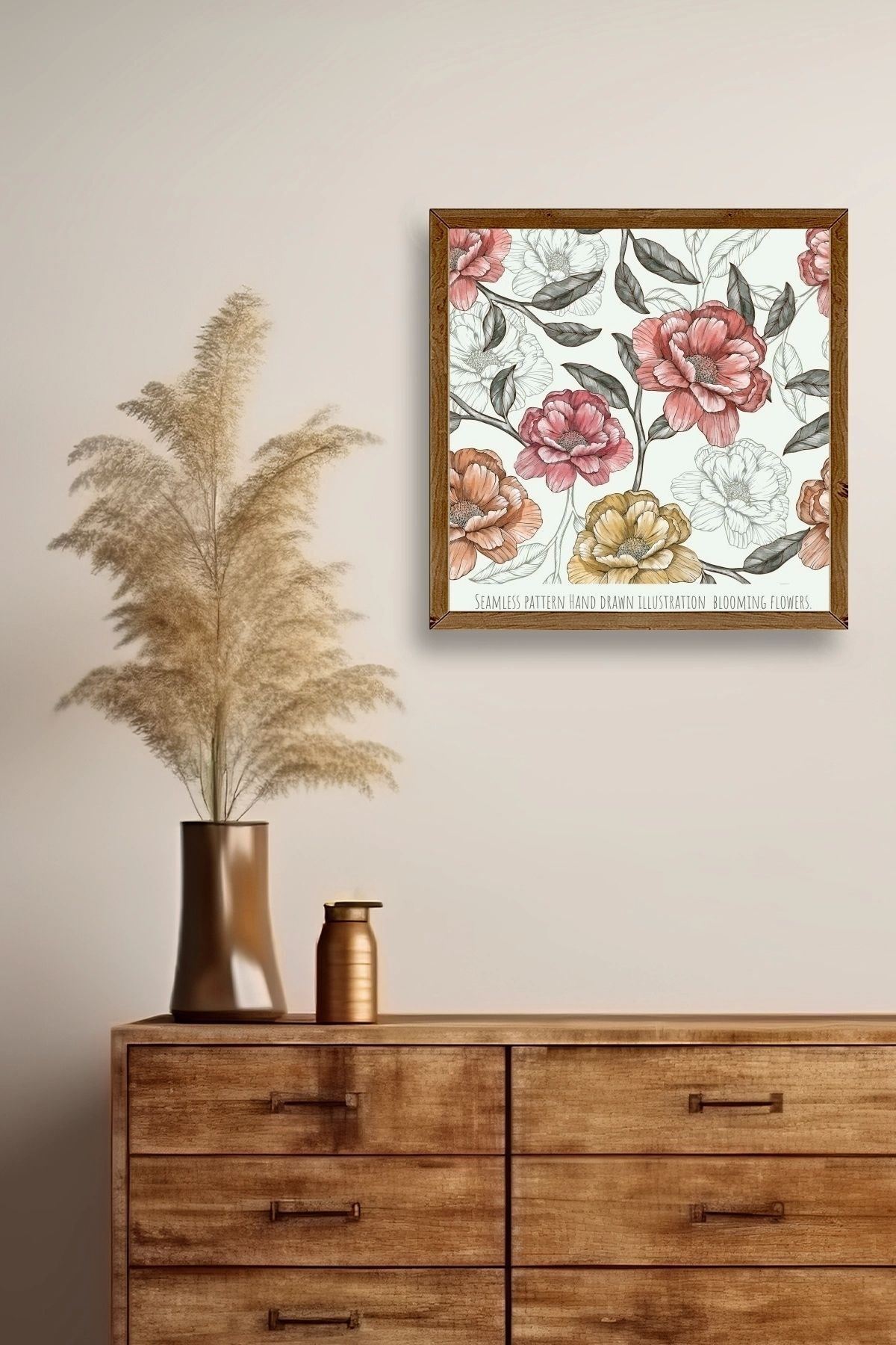 Gül Ahşap Çerçeveli Tablo 42 x 42