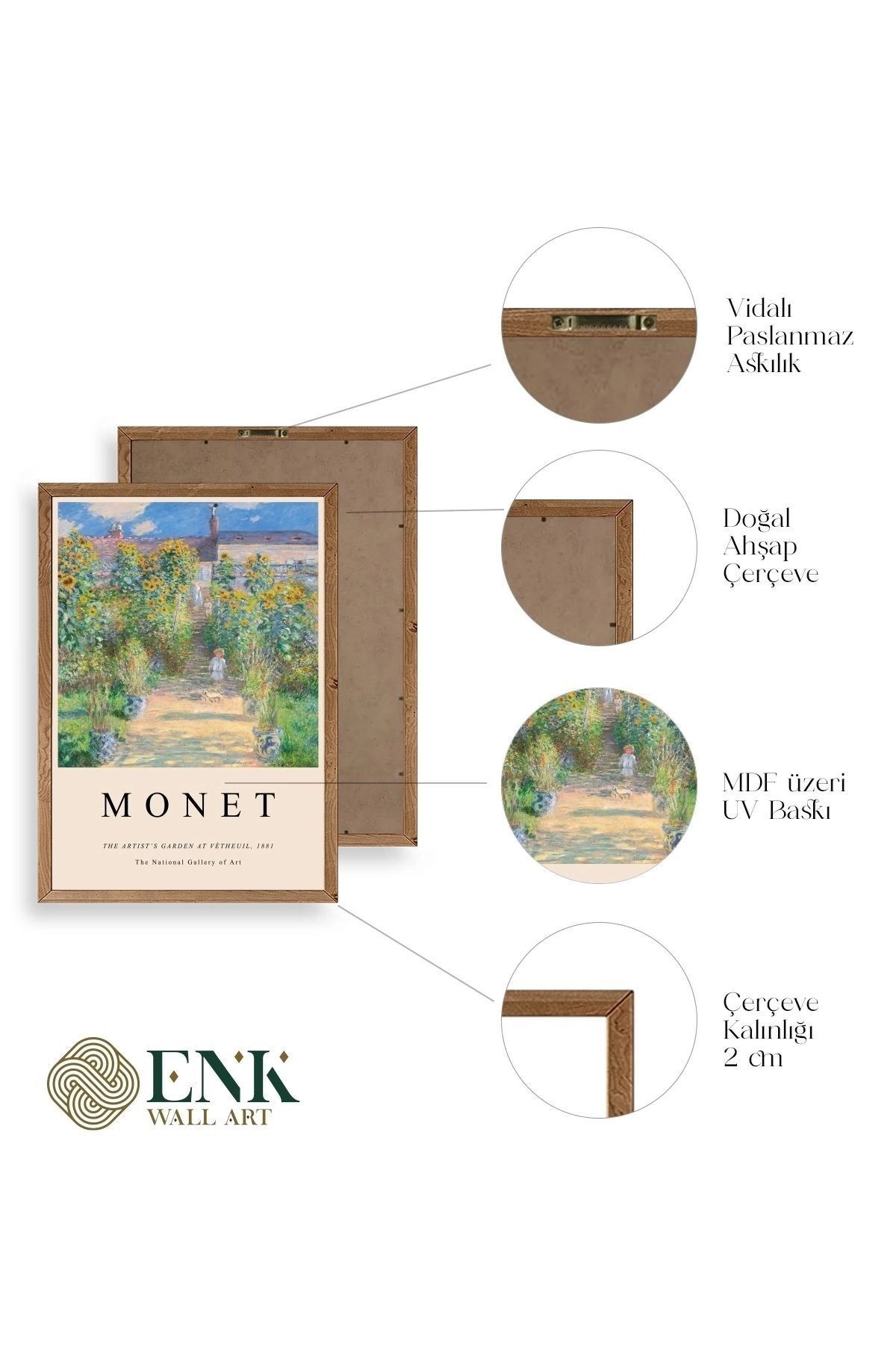 Monet Üçlü Ahşap Çerçeveli Tablo 30 x 40